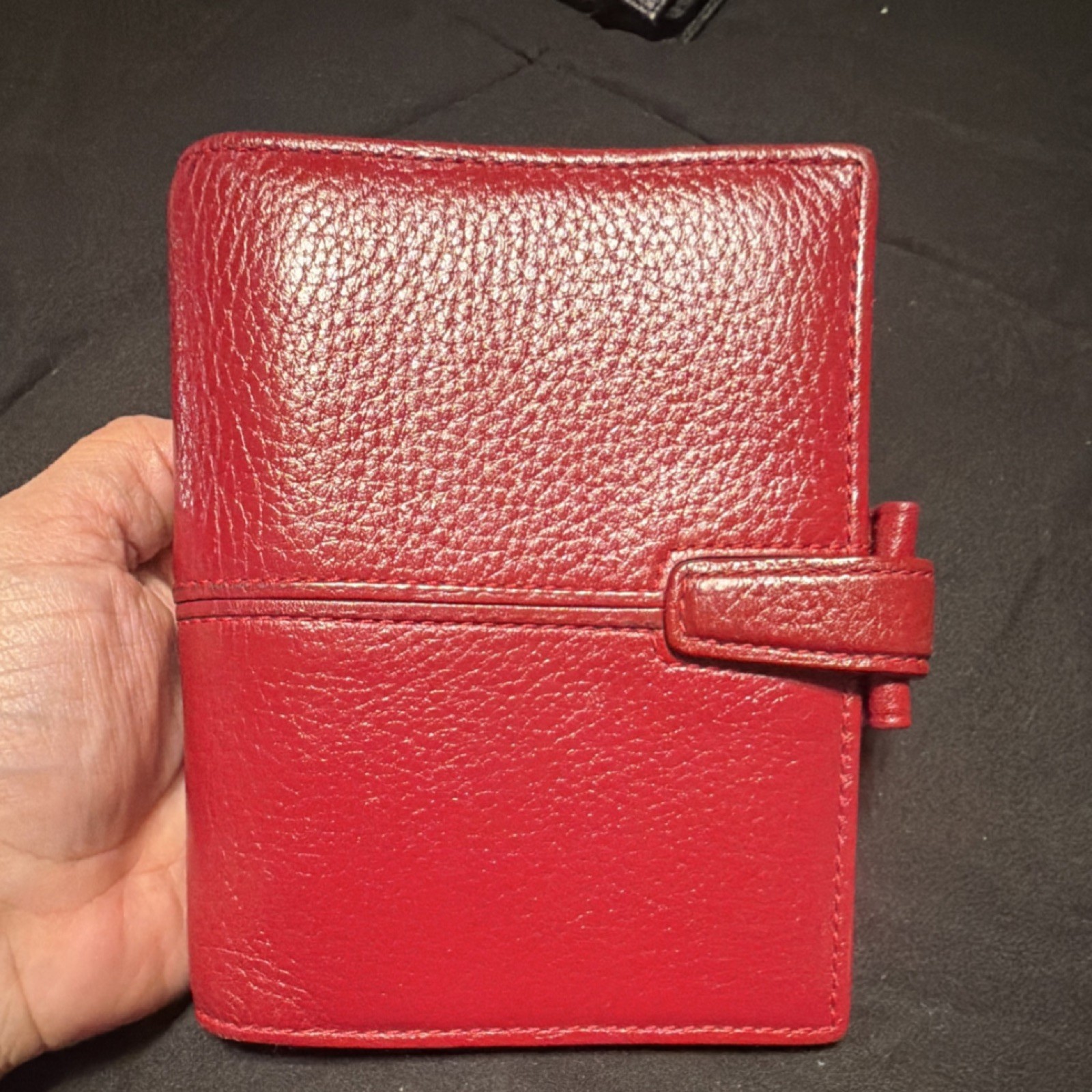 Rare vintage Filofax Pocket Finchley Leather Red Ring-Bound Planner Organizer