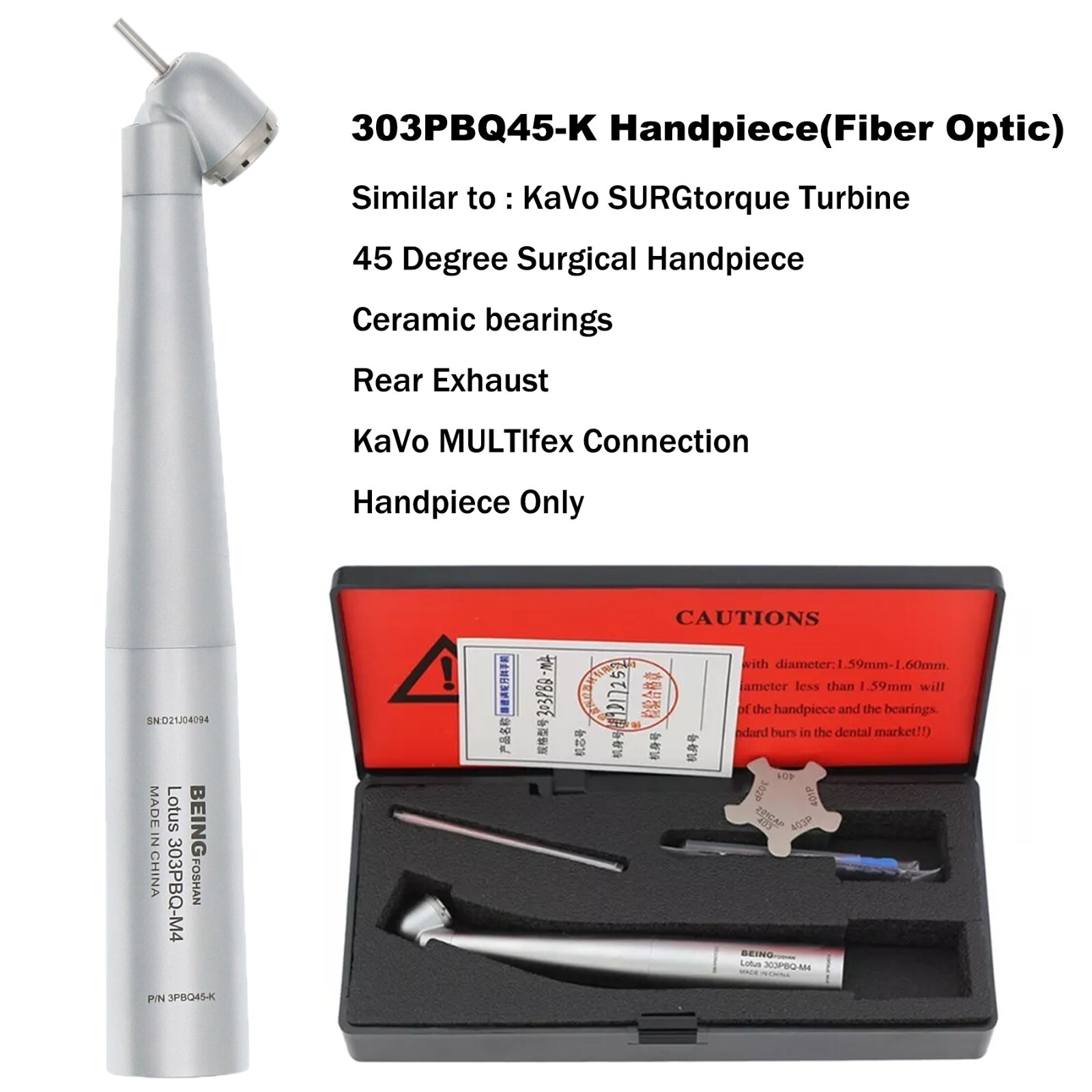 US BEING COXO Dental 45° Angle Surgical Handpiece Fiber Optic KAVO 6 Pin Coupler