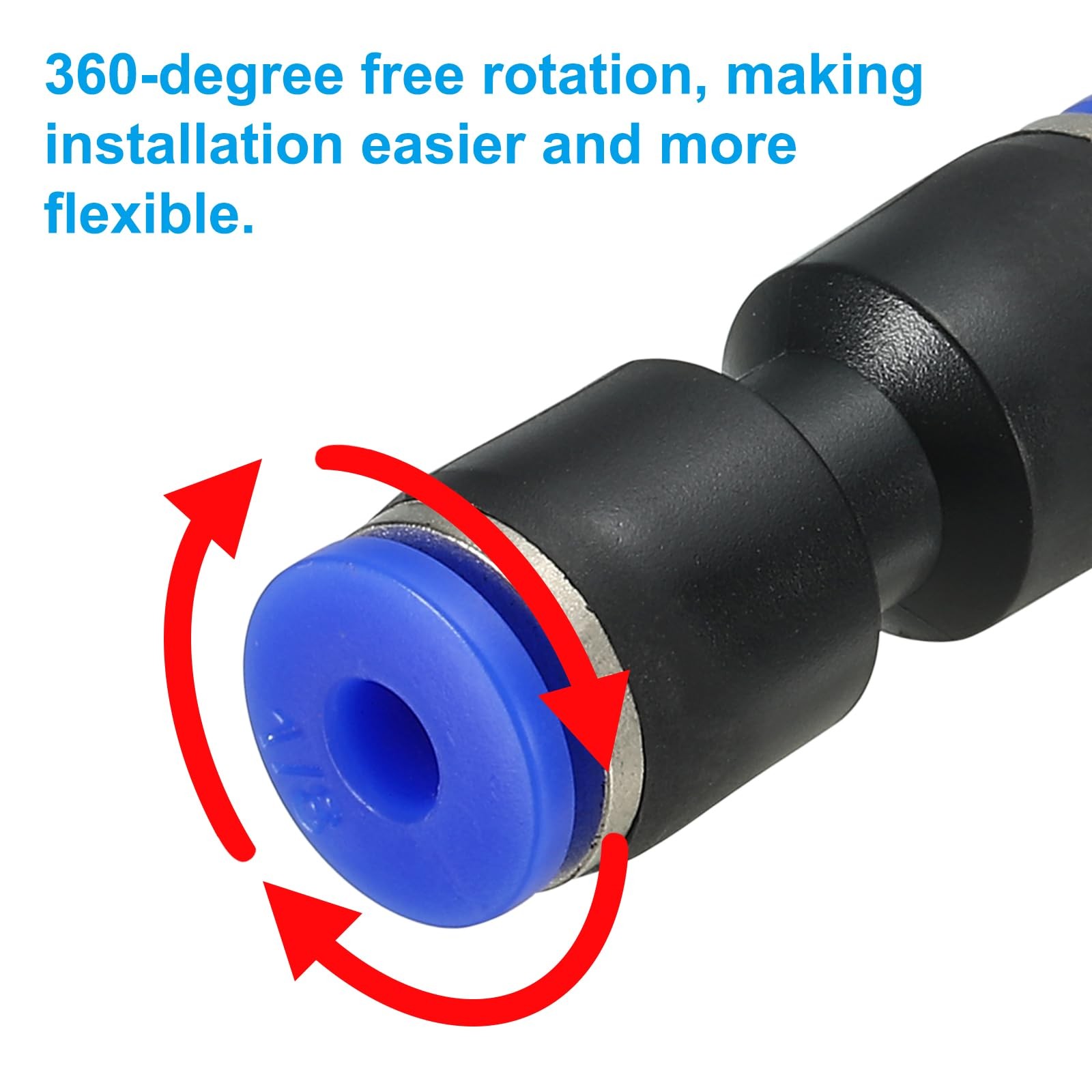 PATIKIL 1/8 Inches Push to Connect Fittings, 10Pcs Plastic Air Line Hose Fitt…