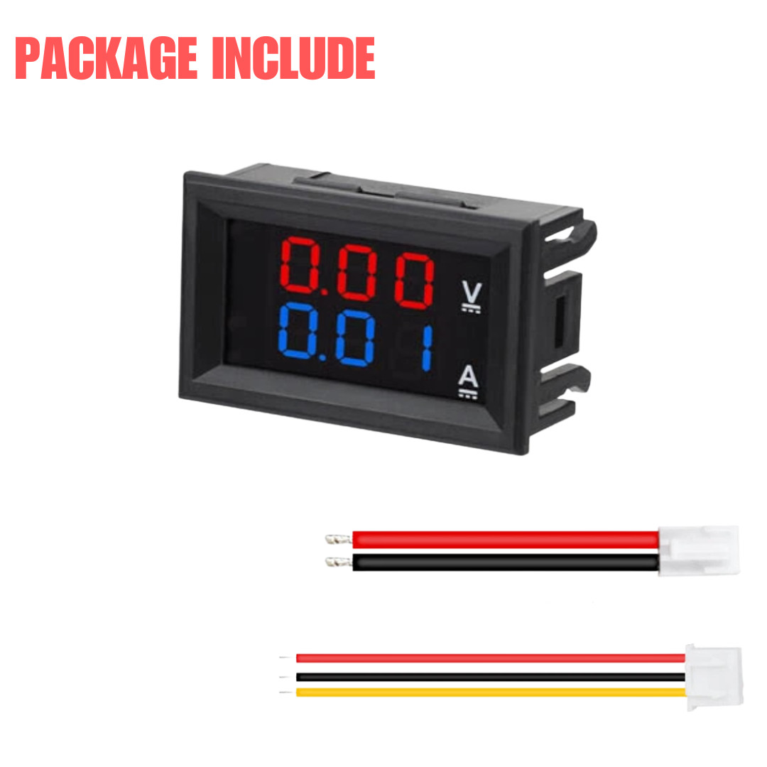 4× DC 100V 10A Voltmeter Ammeter LED Dual Volt Amp Meter Voltage Current Gauge