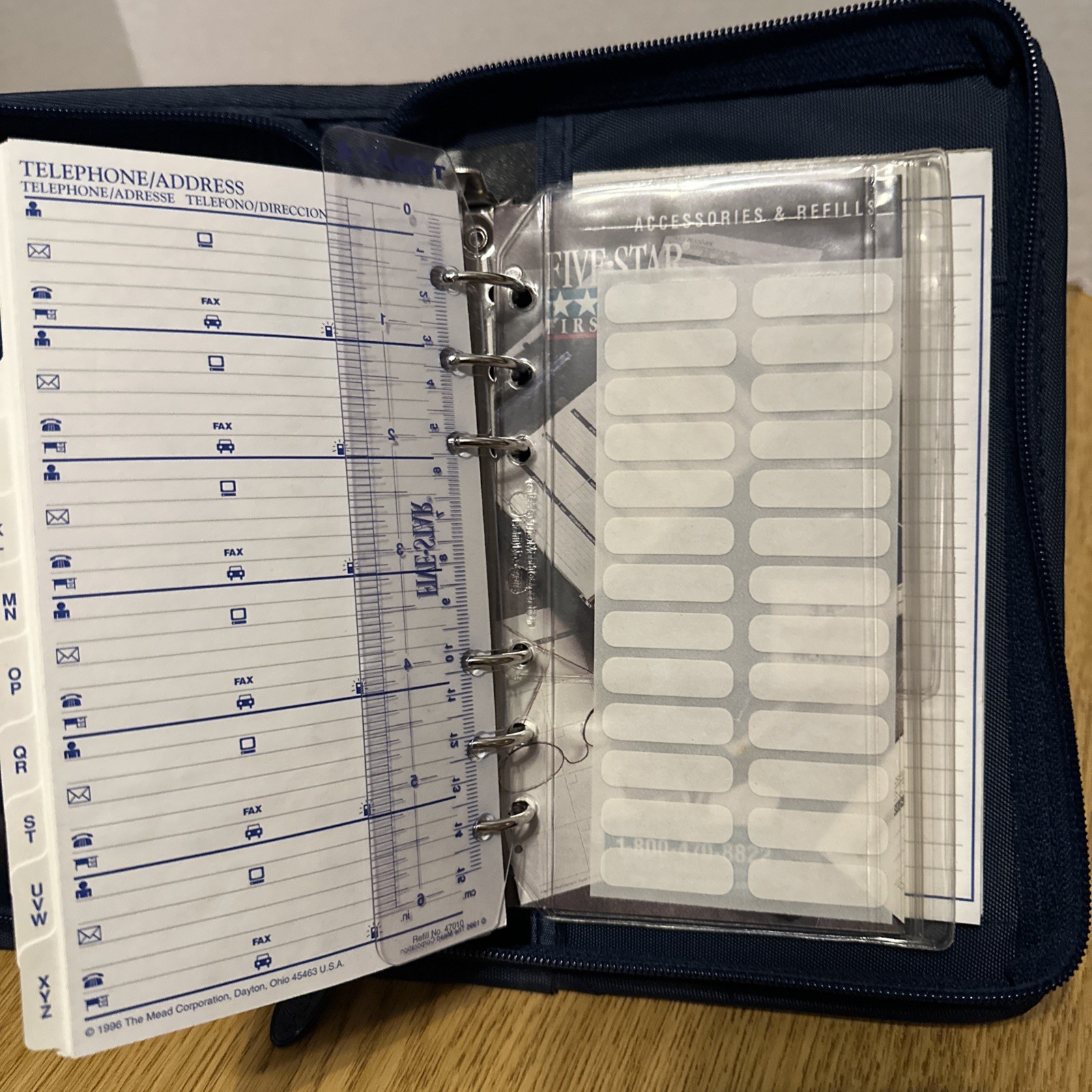 Mead Vtg. Personal Day Timer Five Star Planner Organizer Dark Blue NEW
