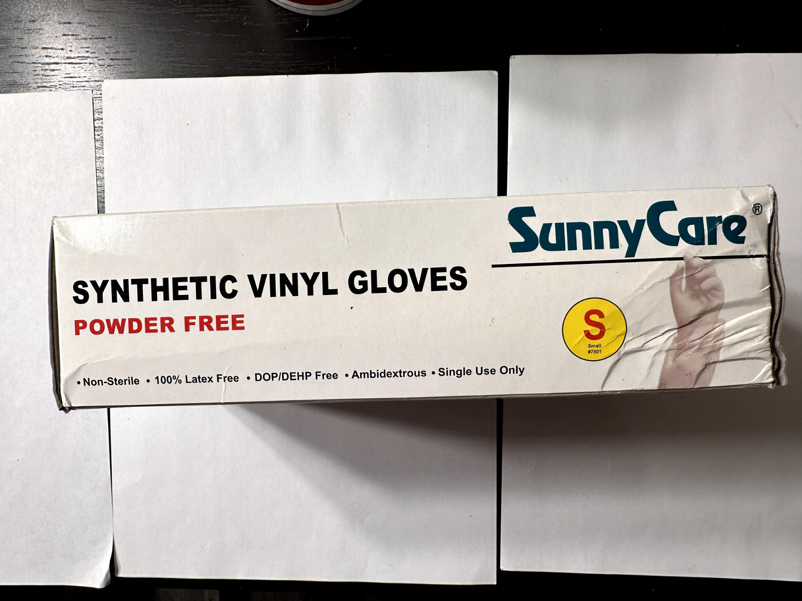 100 SunnyCare #7501 Synthetic Vinyl Gloves Powder Free (Latex/DOP Free) – S