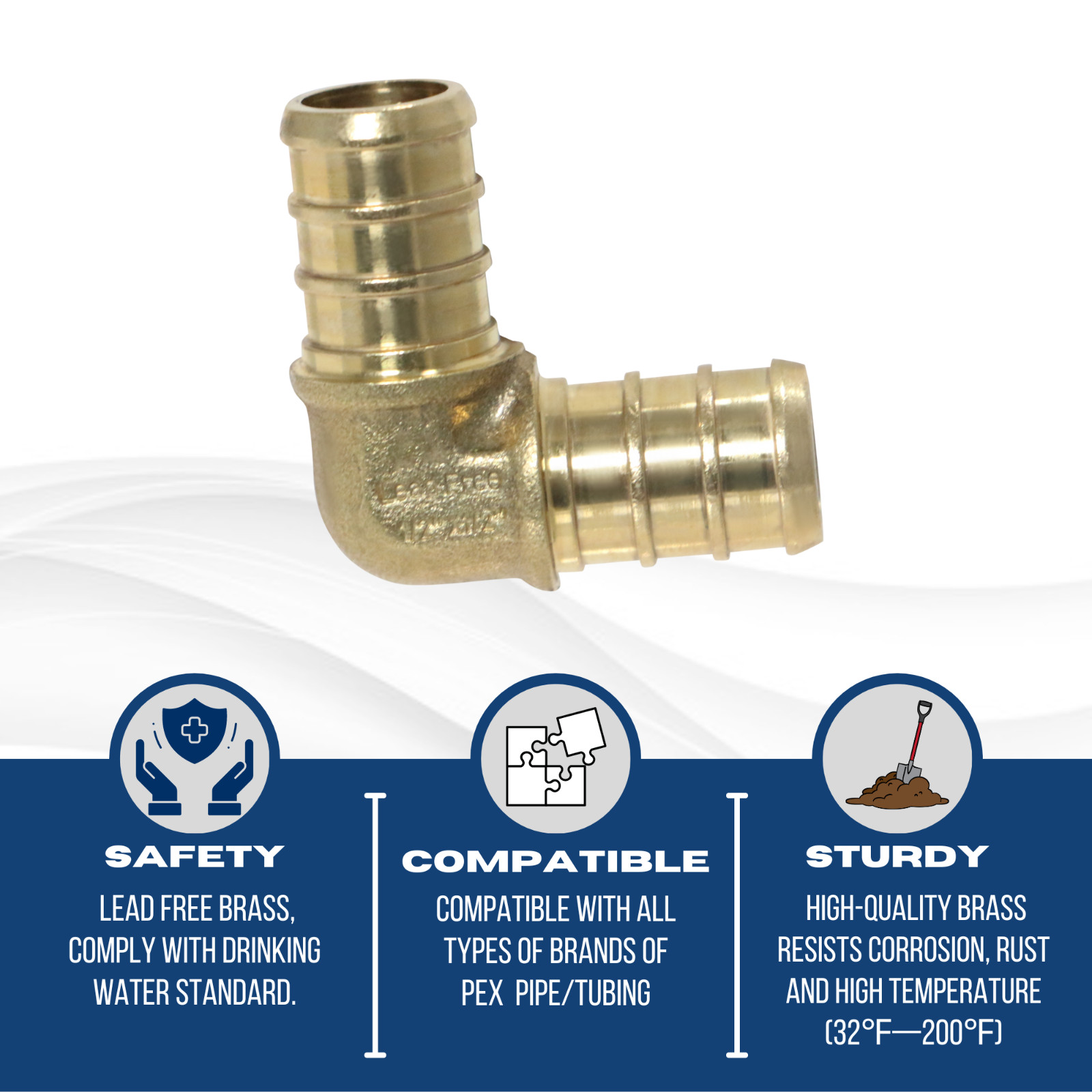 25 PIECES 1/2″ PEX ELBOW – BRASS CRIMP FITTINGS (LEAD-FREE)