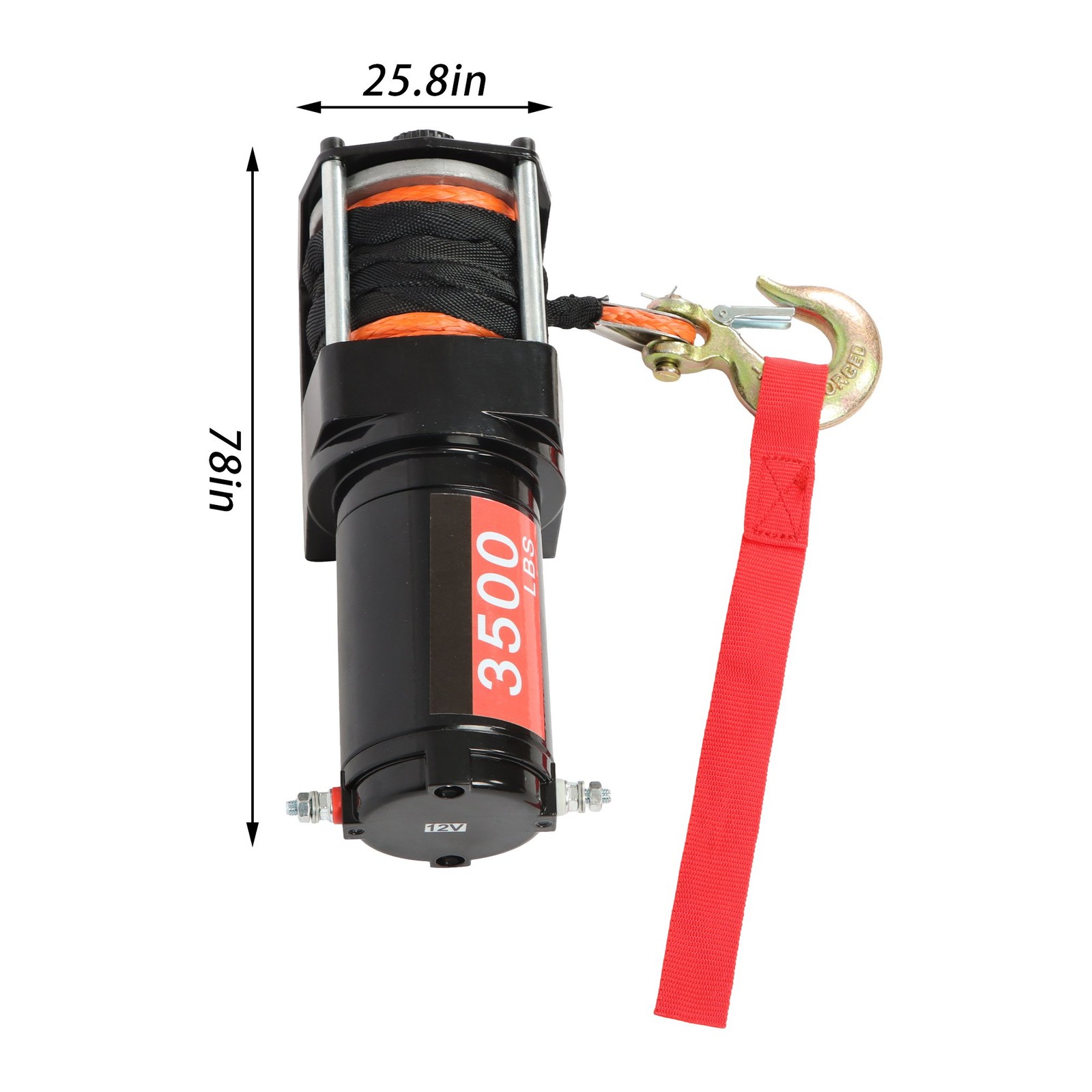 3500lbs Electric Winch 12VDC/1.5HP Copper Motor With 3/16″ x 39′ Synthetic Rope