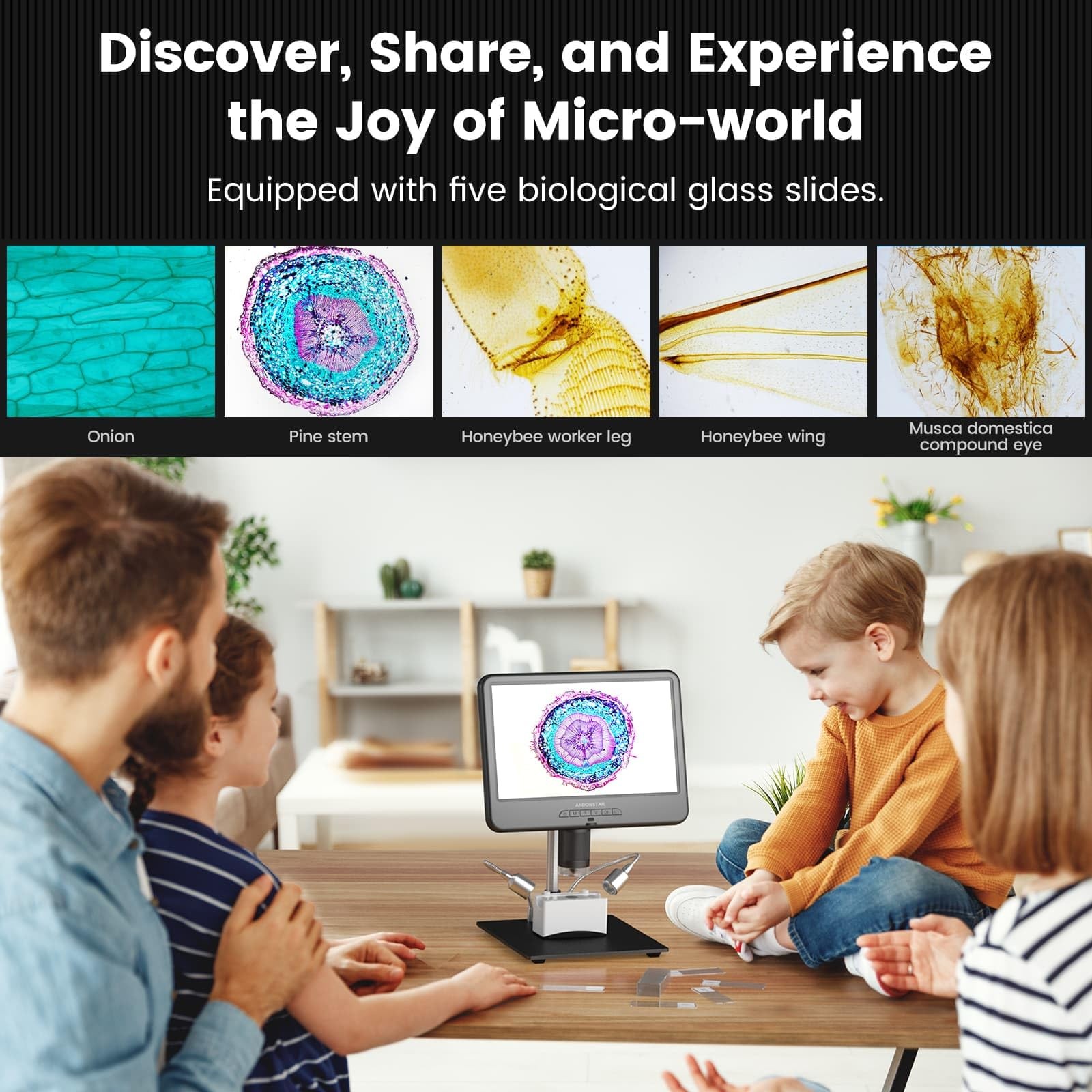 Andonstar AD210 10.1 Inch LCD Digital Microscope for Soldering, Coin Black