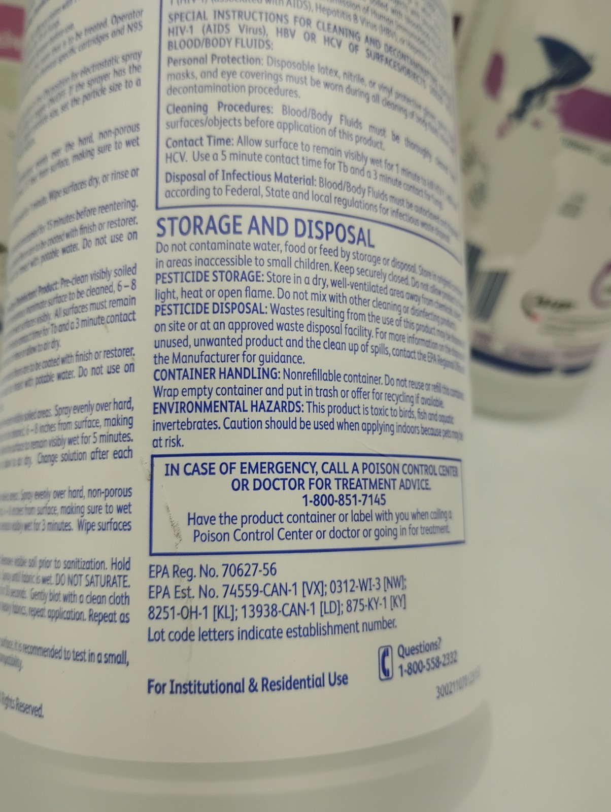 7 Diversey Oxivir Tb Hospital Grade Disinfectant Cleaner 1 Qt 946mL4277285 RTU