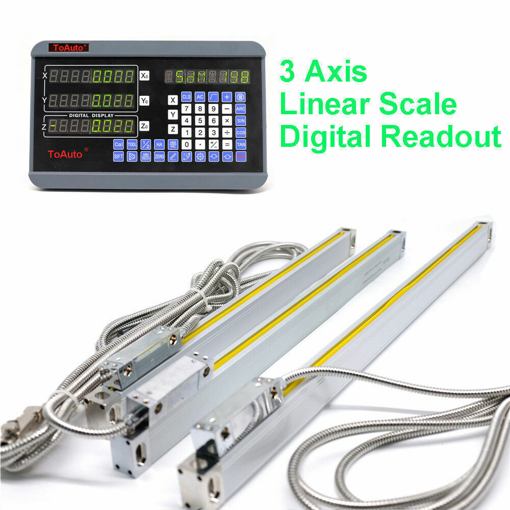 3Axis Digital Readout DRO display 5µm TTL Linear Glass Scale Encoder 6″ 12″ 24″