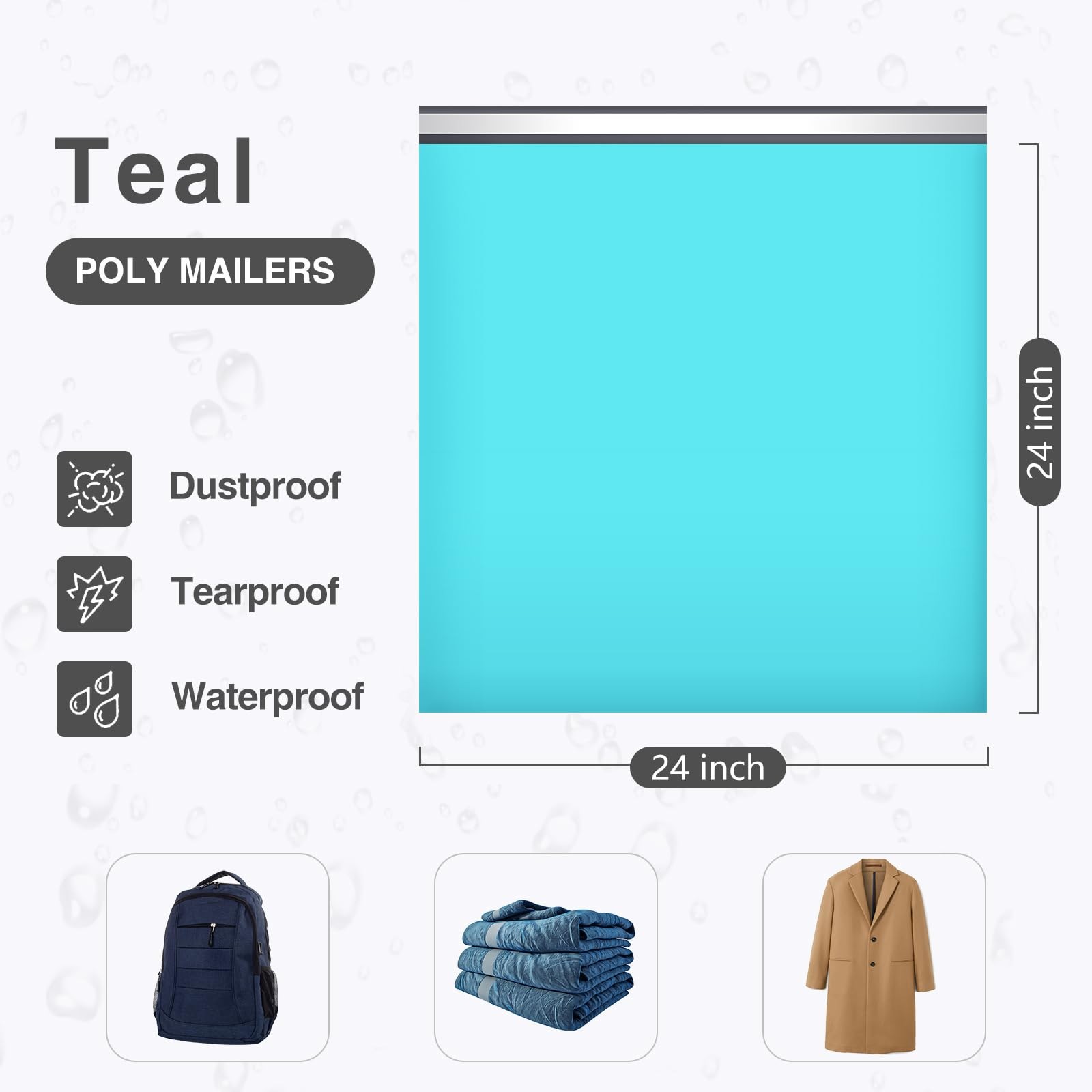 UCGOU 24×24″ Teal Poly Mailers 100 Pack Extra Large Strong Thick Shipping Bags