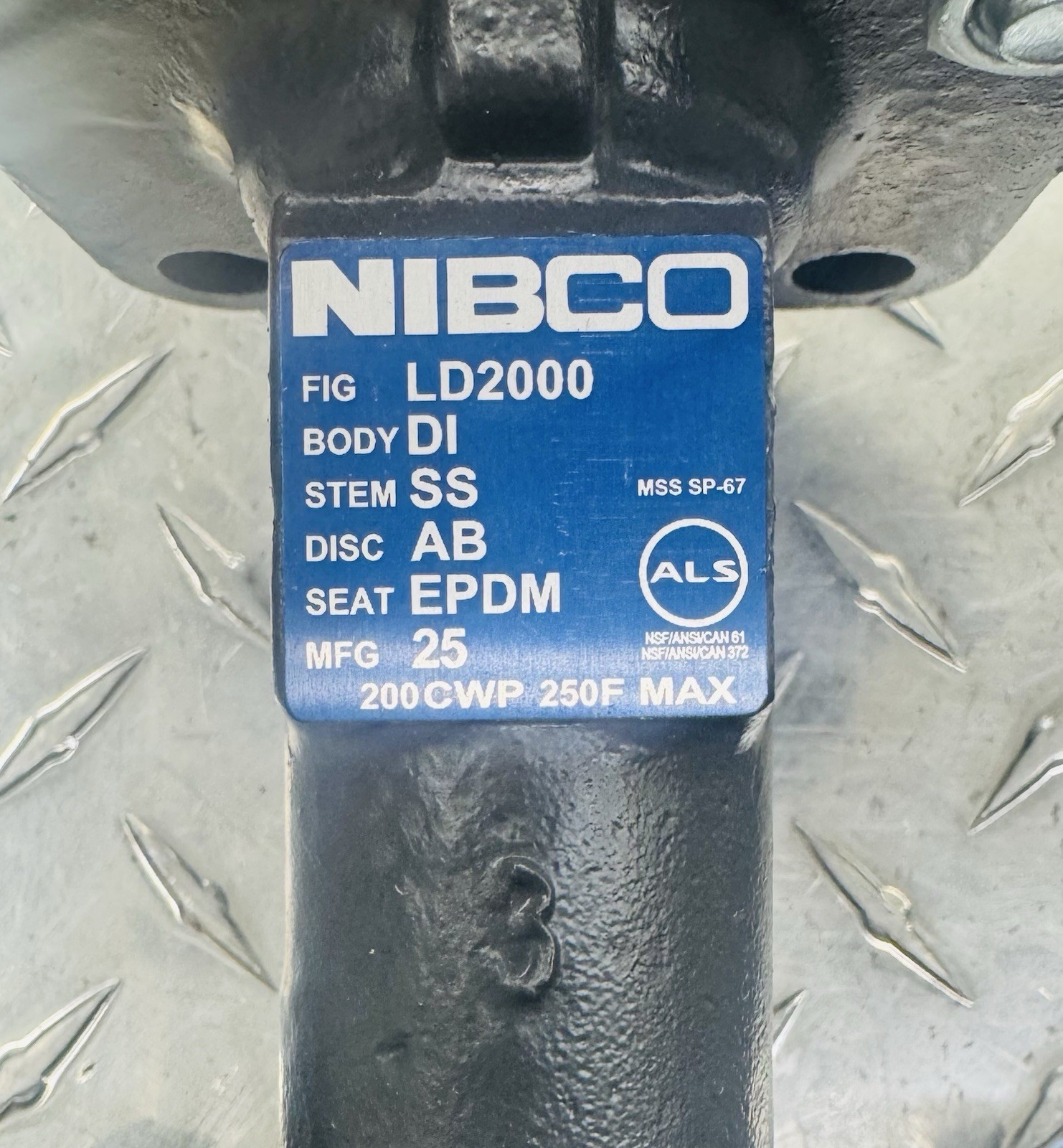 Nibco 3” Ductile Iron 200# Lever Operated Lug Butterfly Valve LD2000