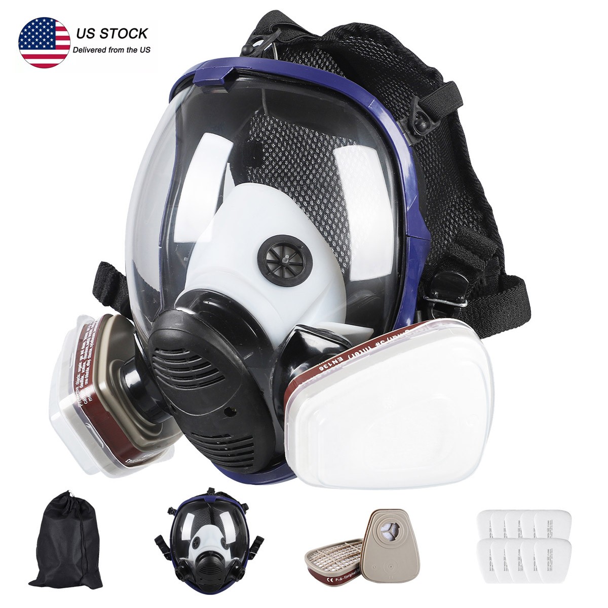 Facepiece Reusable Respirator 15 in 1 Full Face Gas Mask For Painting Spraying