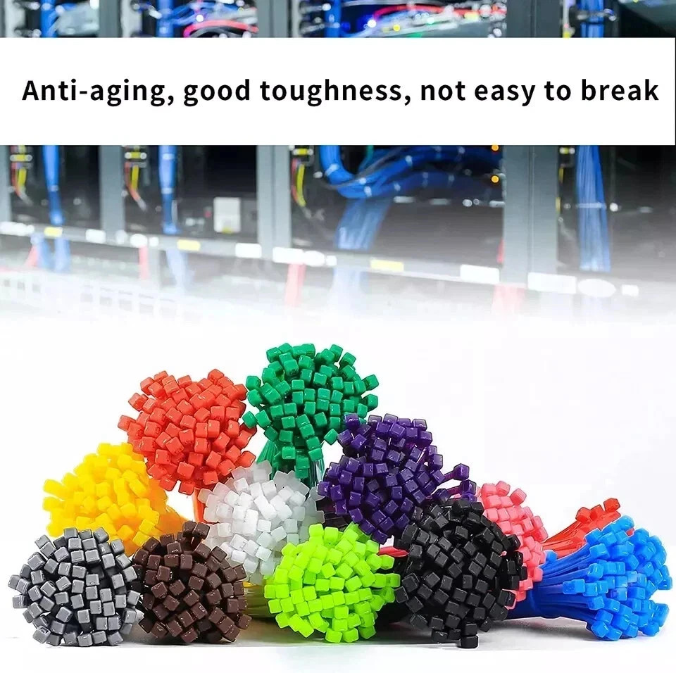 1200 Pcs Mixed Colored Zip Ties, 4 Inch Multicolor Self-Locking Nylon Cable Zip