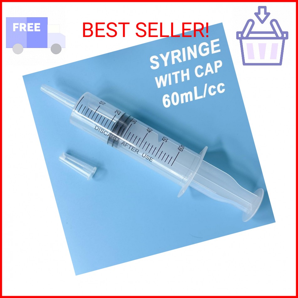 4 Pack 60mL Large Syringe for Liquid with Tip Cap, Plastic Liquid Syringes Indiv