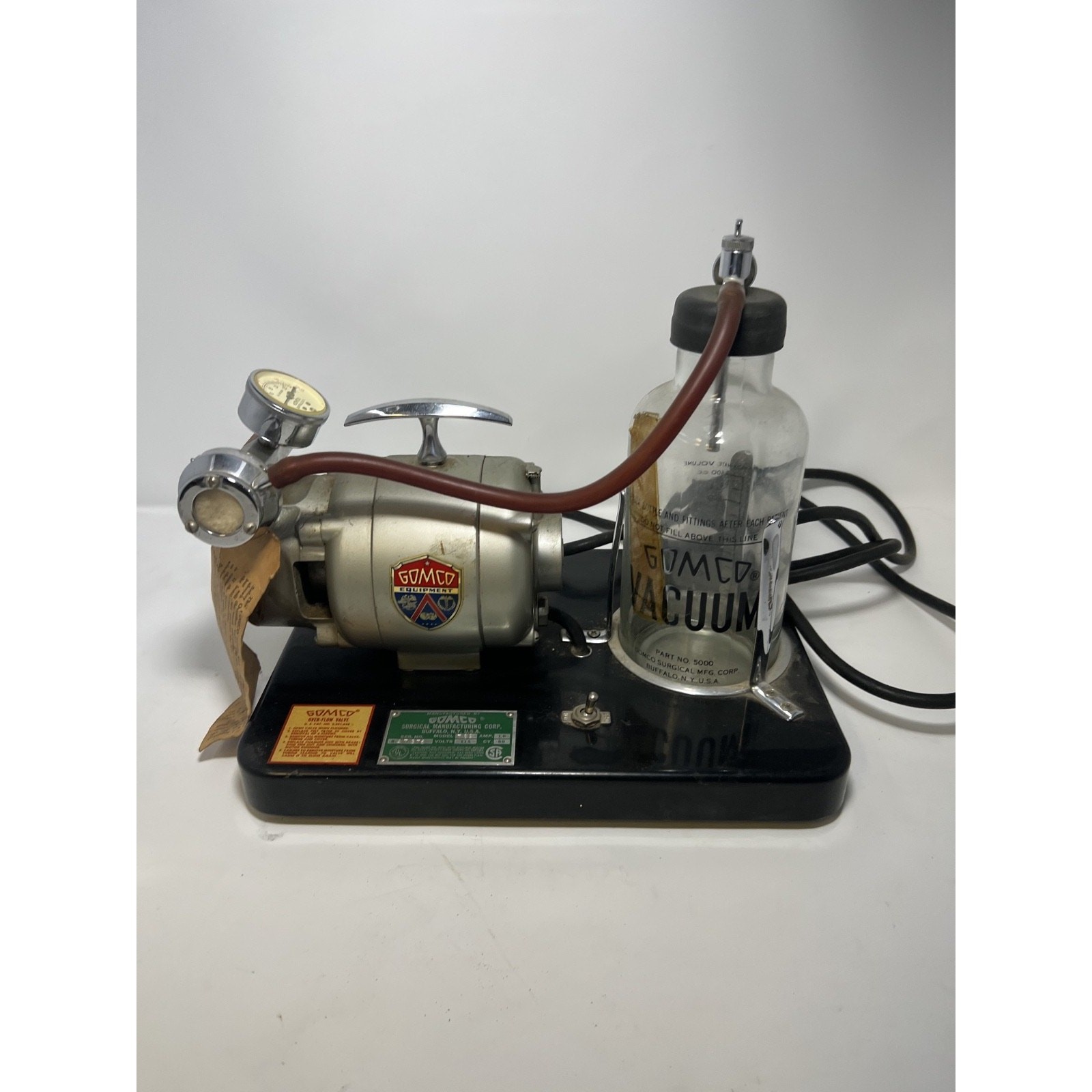 Vintage Gomco 789 Suction Aspirator Pump Vacuum w/ Glass Bottle TESTED Offers