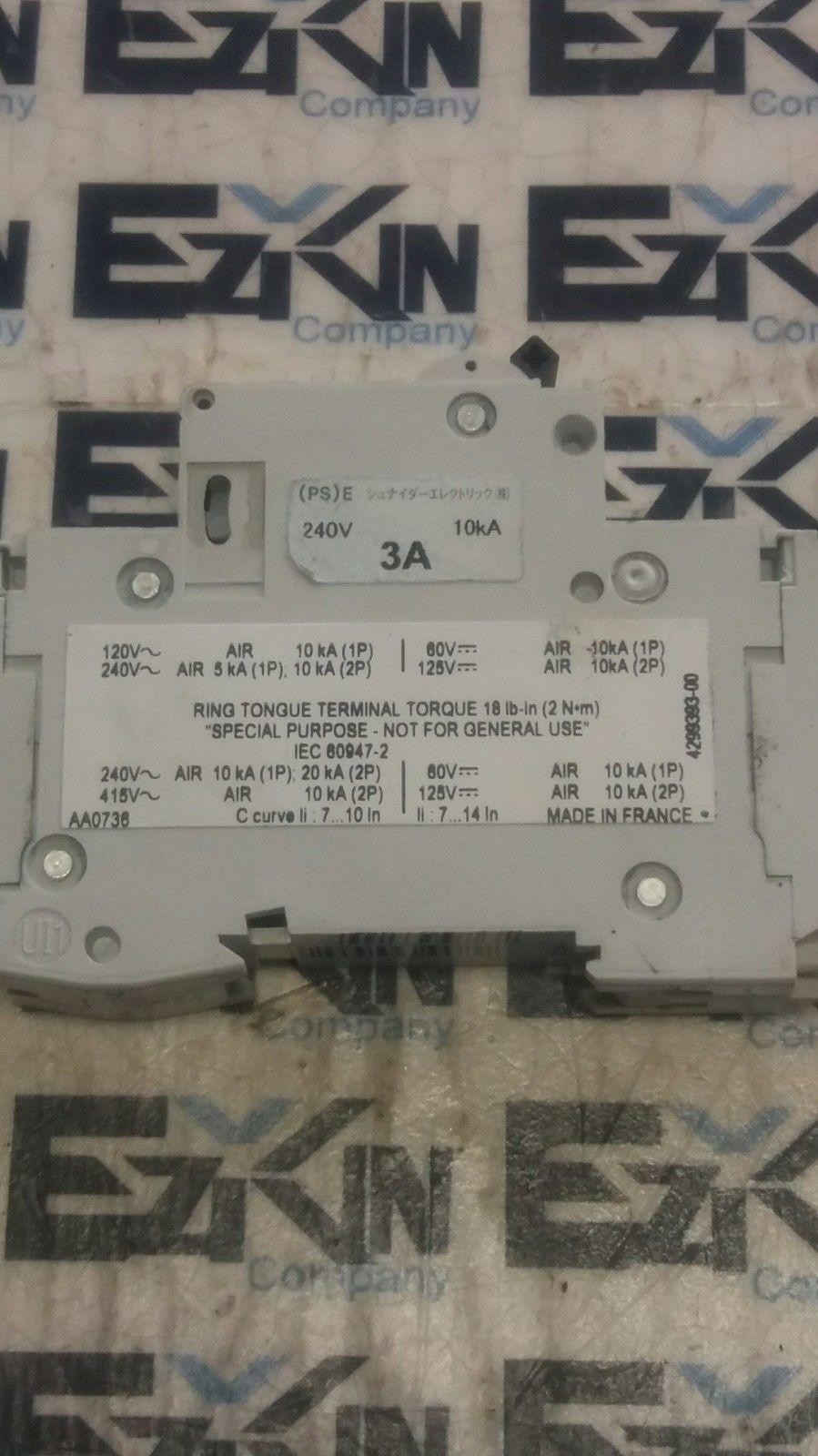 Merlin Gerin CAT. 60204 MULTI9 C60 1-Pole Circuit Breaker, 240V 3A