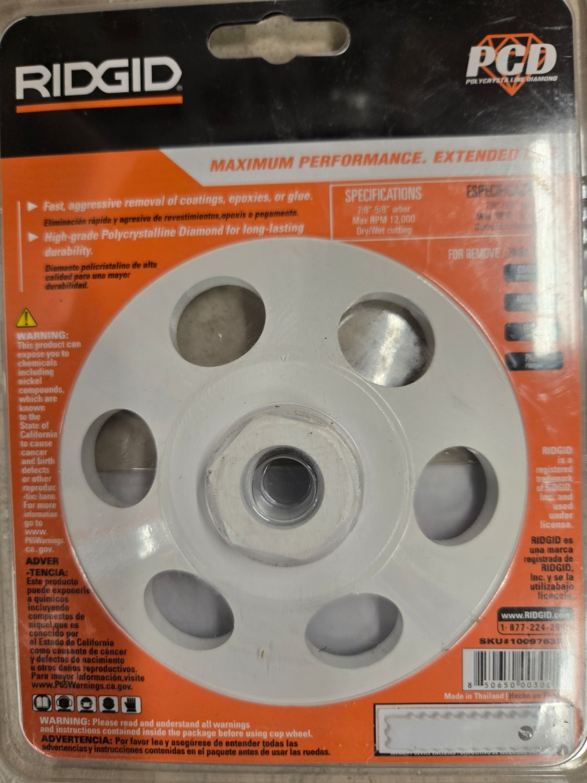 RIDGID 5 in. PCD Cup Wheel Brand new in factory plastic