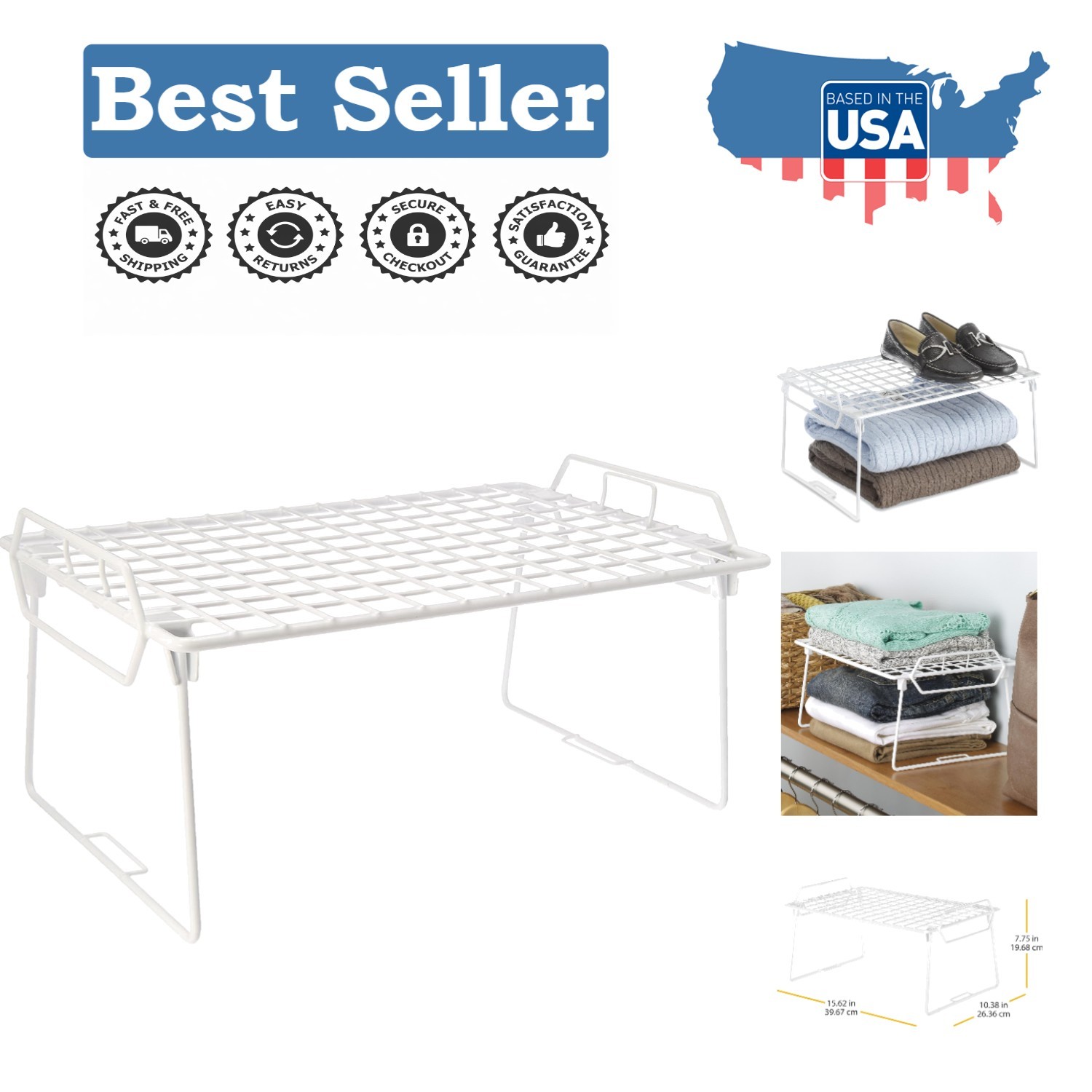 Lightweight Stackable 1-Tier Utility Shelf for Effortless Bathroom Organization