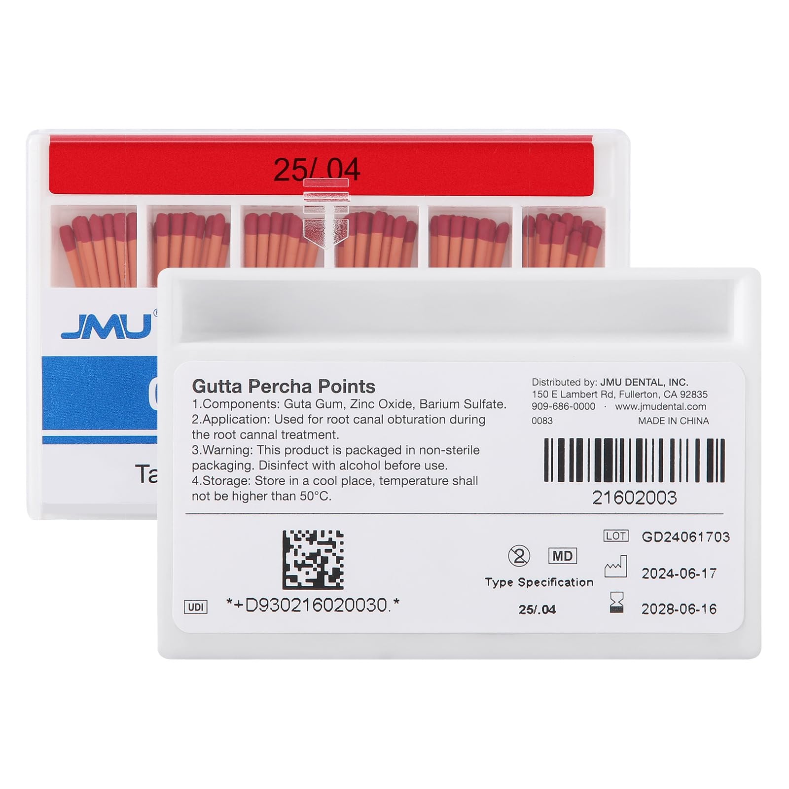 JMU Gutta Percha .04 Taper #25 60pc