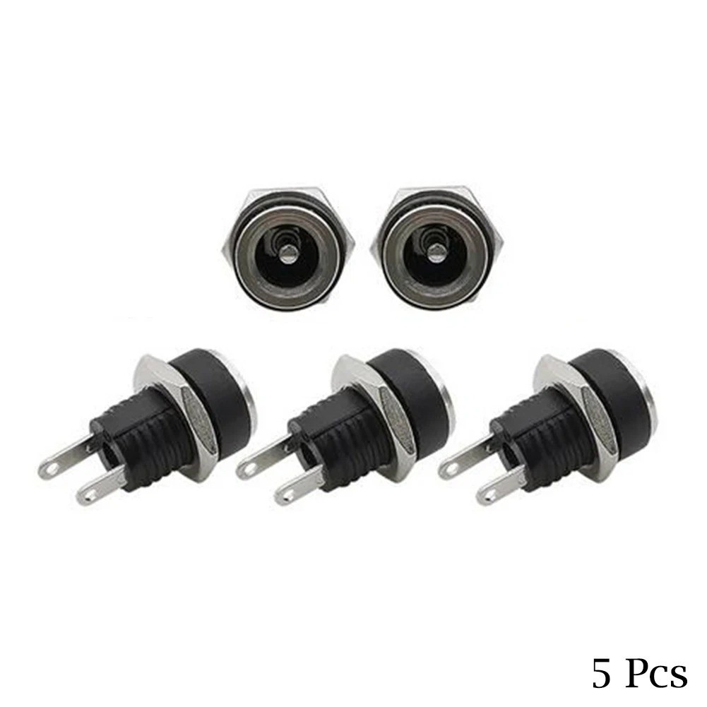 5 Pair DC 12V Panel Mount Power Jack Plug Male Female Barrel Connector Set