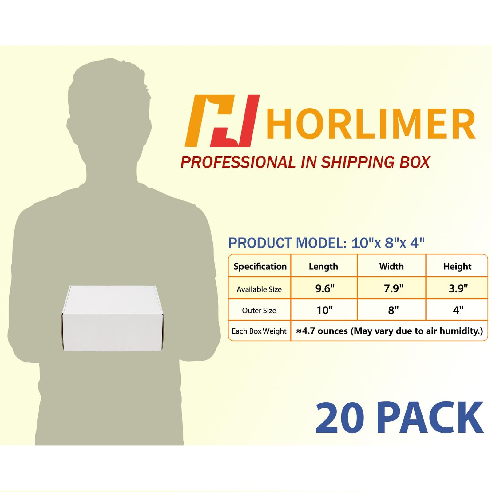 HORLIMER 10x8x4 inches Shipping Boxes Set of 20, White 10″ x 8″ x 4″,