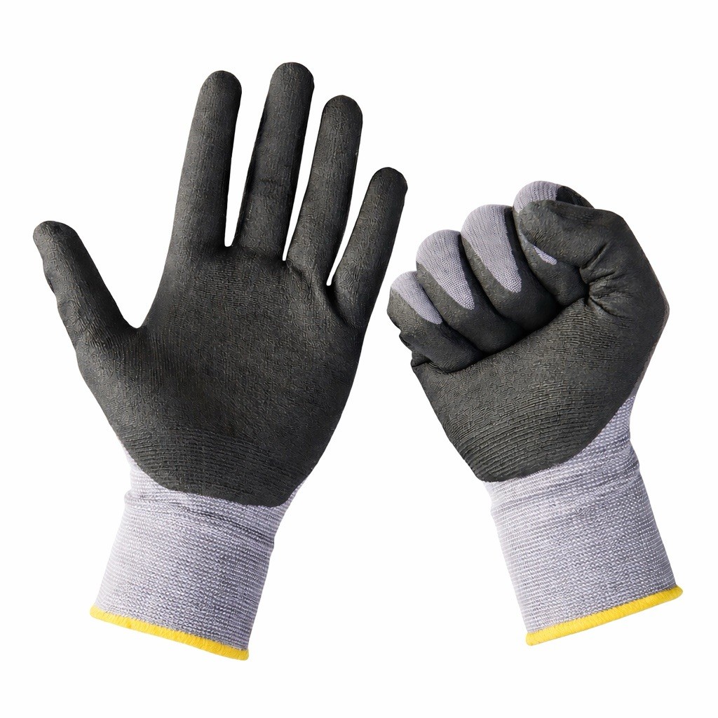 Solid Grip (10-PACK) Gray PROTECTIVE Work Gloves Micro Foam Nitrile Grip Coated