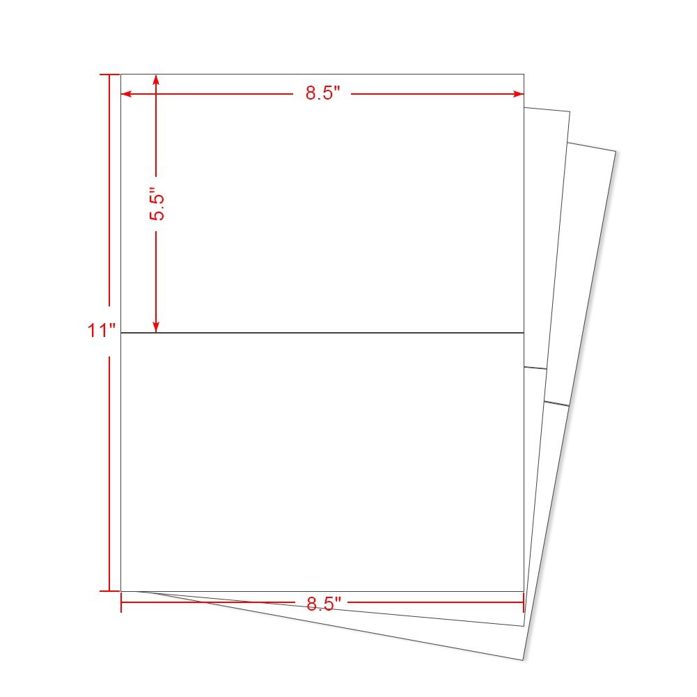 1000 Half Sheet Shipping Labels 8.5×5.5 Self Adhesive 2 Labels Per Sheet