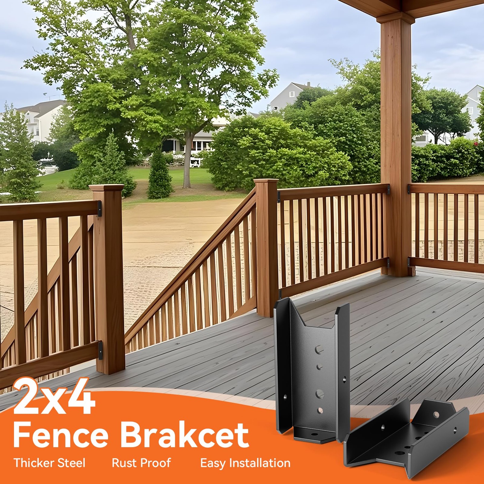 20 Pcs 2X4 Fence Brackets for Wood Black – 18 Gauge Deck Railing Brackets for 2X