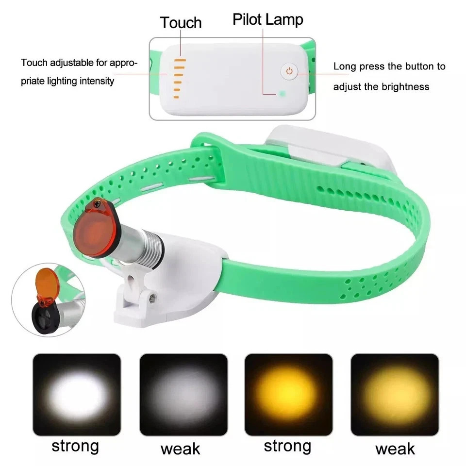Dental Medical 5W LED Wireless Ultra-light Head Light ENT Headband Headlight