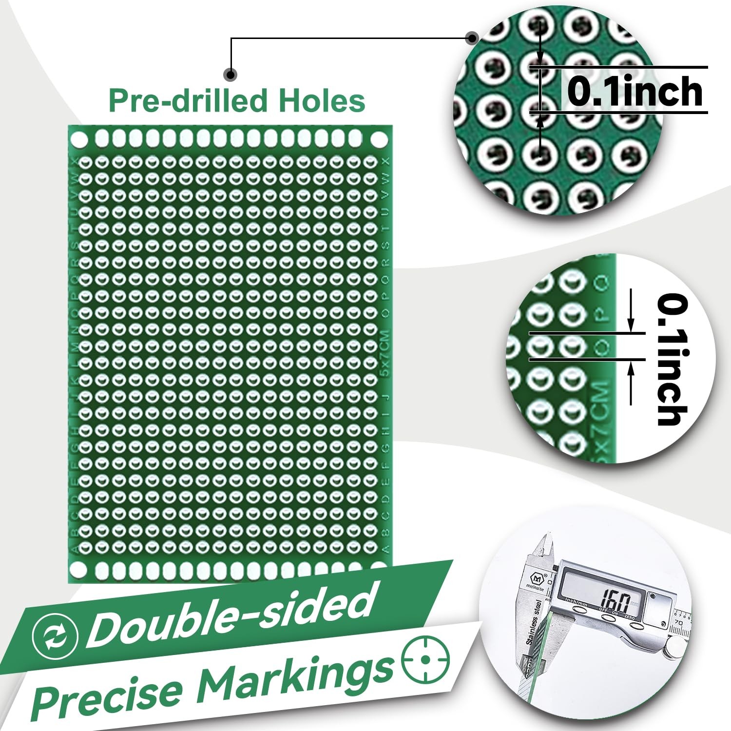 104pcs Double Sided PCB Board Kit, Prototype Boards for DIY Soldering and Ele