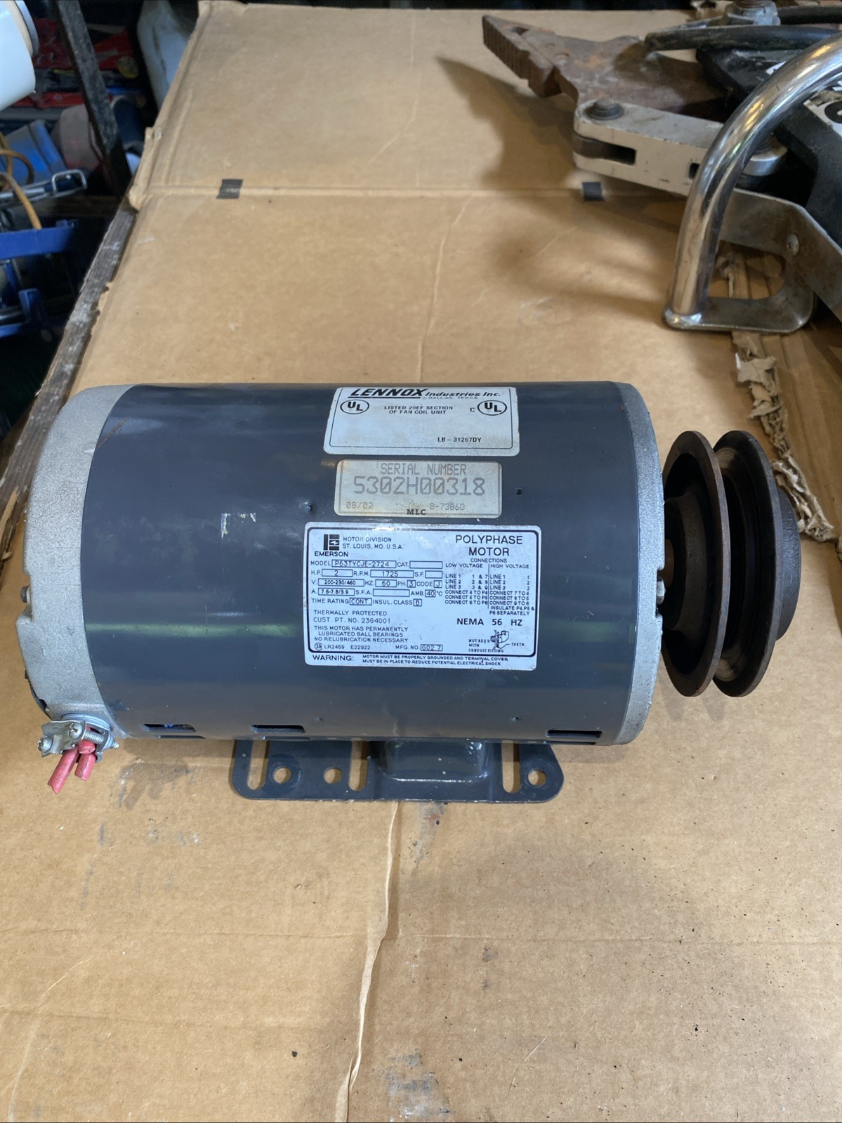 Lennox Emerson P63TYCJE-2724 Polyphase Motor 2HP 3 Phase