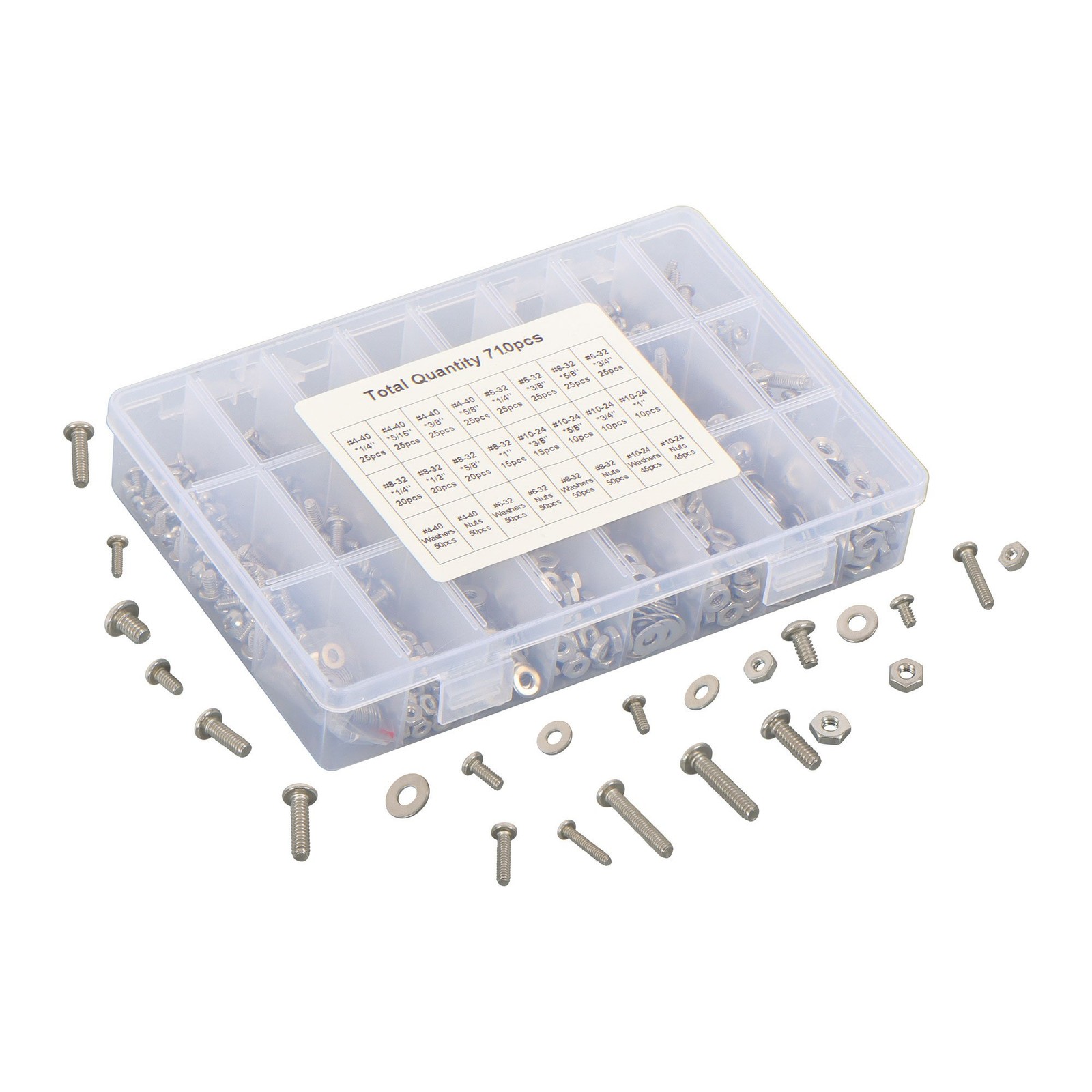 710pieces Machine Screw Assortment Assorted Nuts Bolts and Flat Washers Kit