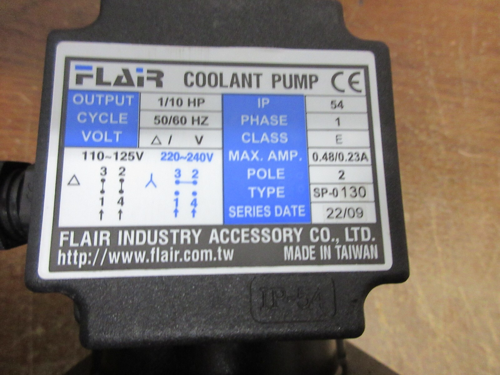 SP-8100 Filterable Coolant Pump 1/8HP 100mm Single Phase 1PH 110/220V
