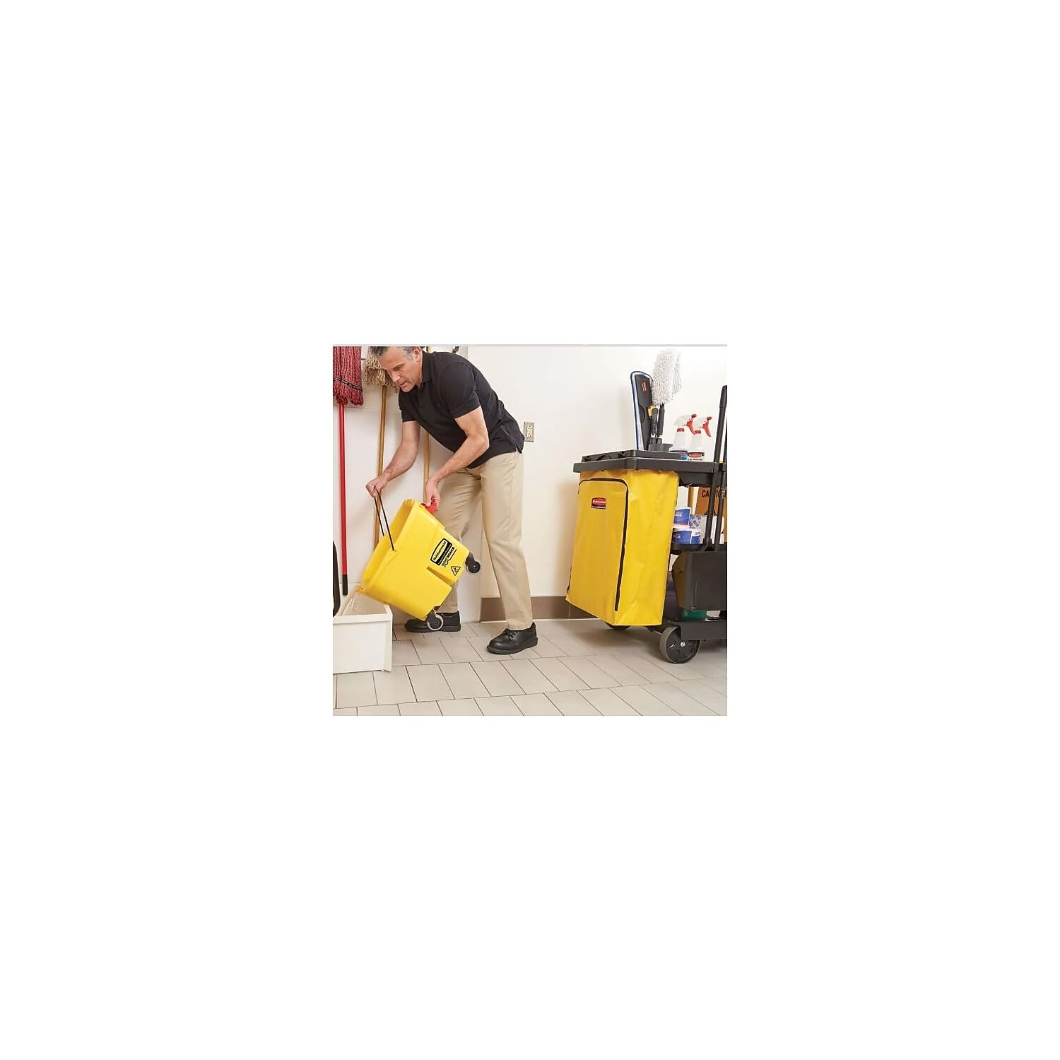 24 Gallon Yellow Utility Cart Waste Bag for Rubbermaid Janitorial Carts