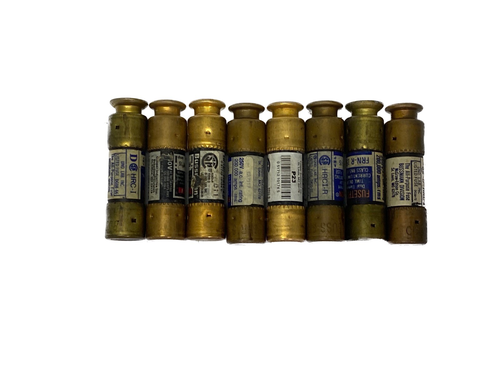 (8) NOS Bussmann 15A 250V Class RK5 Time Delay Current Limiting Fuses FRN-R-15