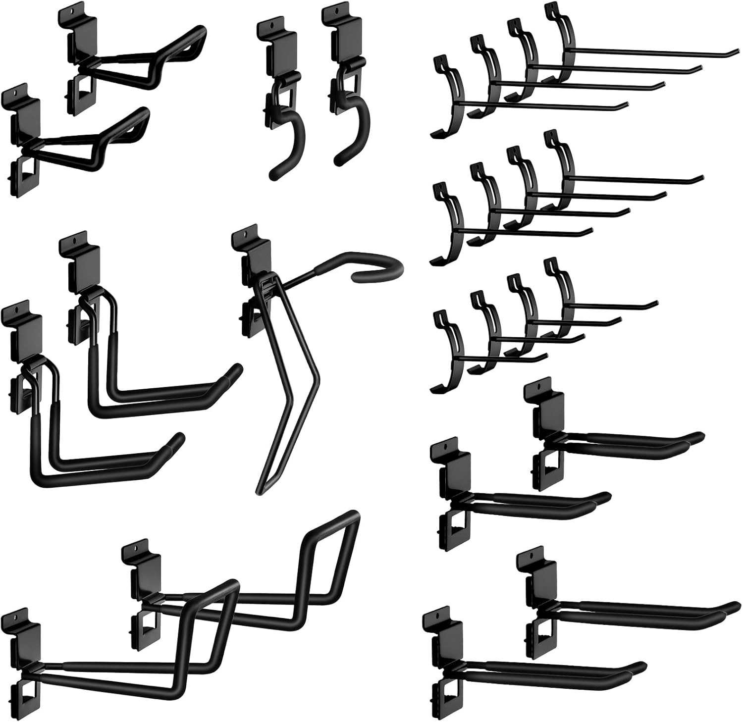 Heavy-Duty Slatwall Hooks 25 Pack (10 Types) Metal Garage Slat Wall Hook Kit
