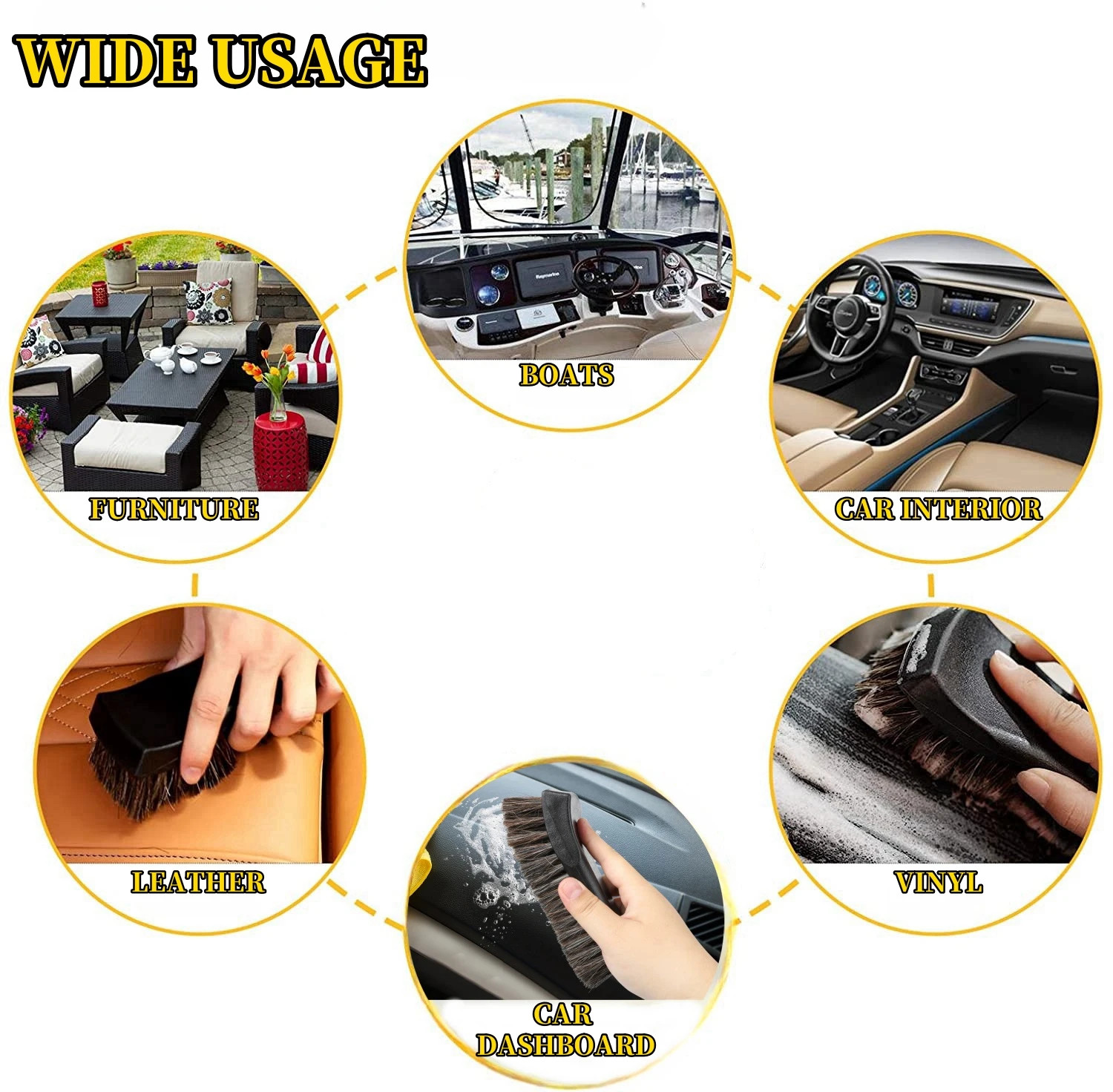 1 pc Horsehair Leather Cleaning Brush Car Interior Detailing Tool