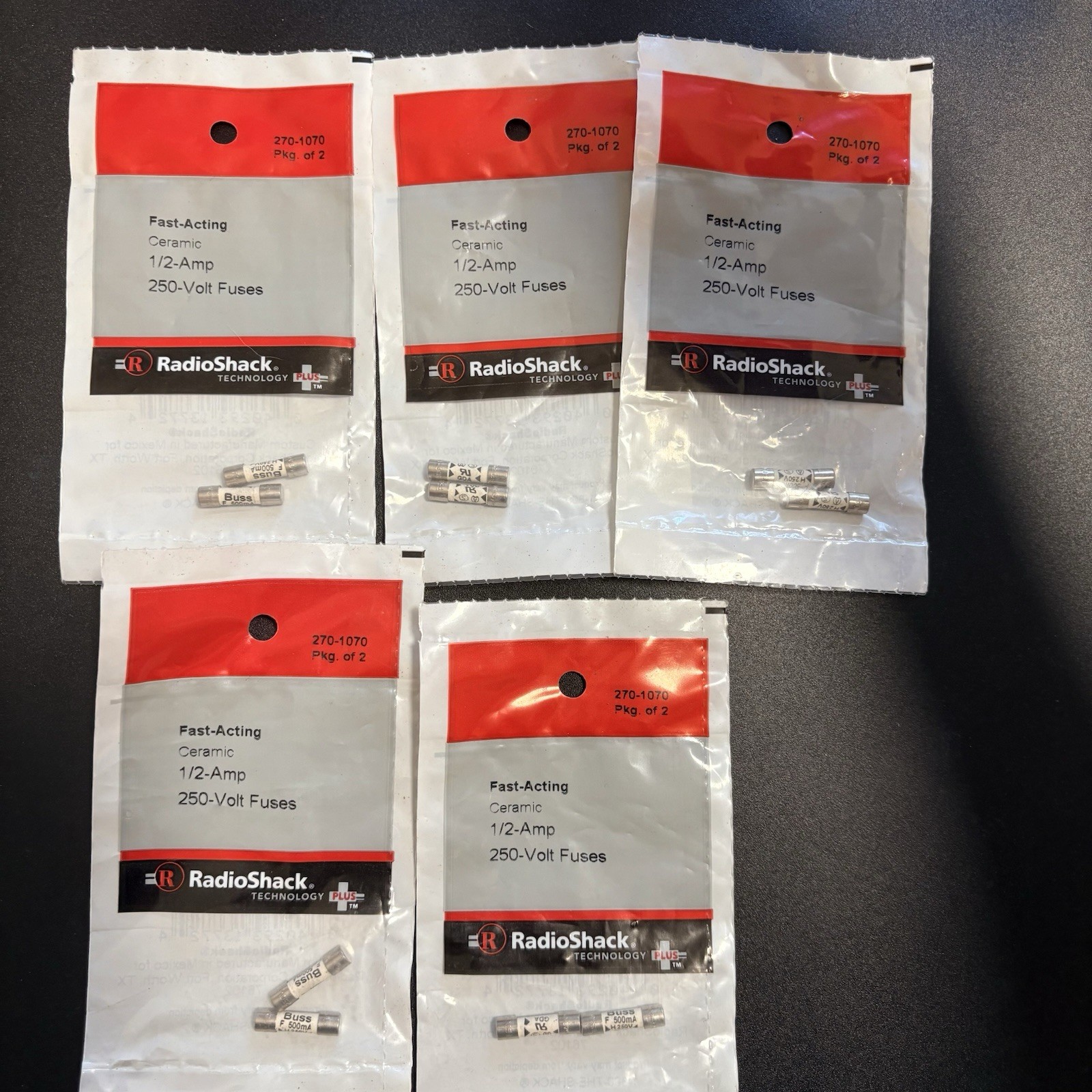 NOS Vintage RadioShack Fast-Acting Mixed Fuse Lot 27 Packs 98pc Glass Ceramic