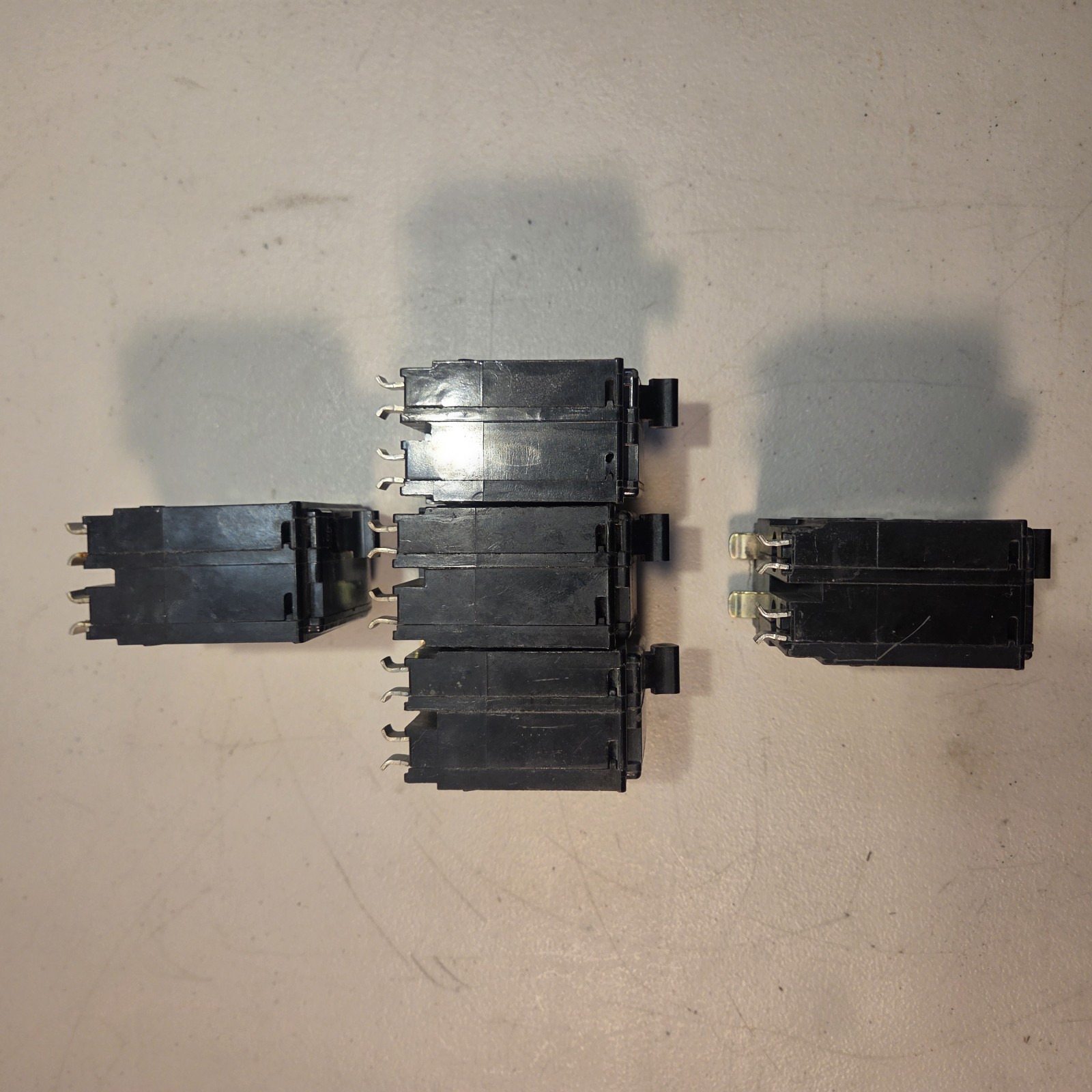 Lot of 5 Square D QO 2-Pole Circuit Breakers 20A 50A 60A Plug-In Pre-Owned