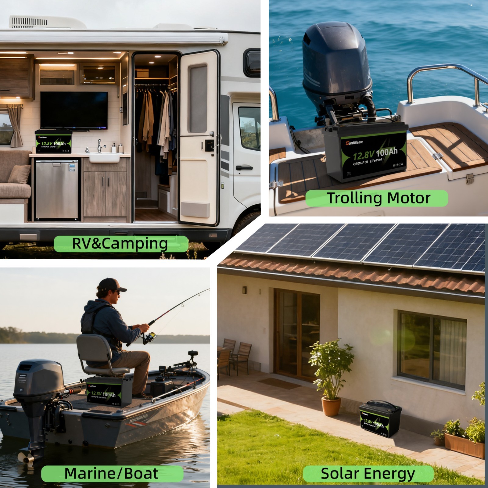 12V 100Ah Lithium LiFePO4 Battery For Solar RV Boat Home Use 15000+ Cycles