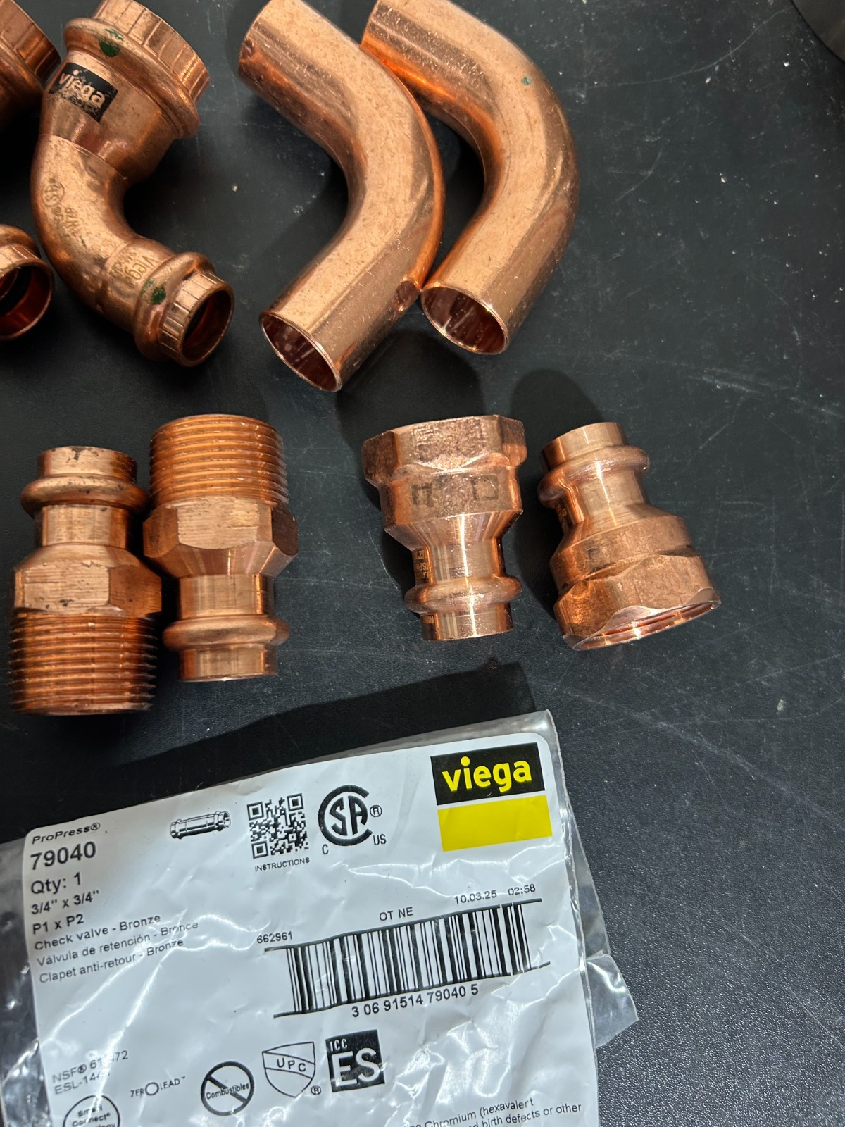 PROPRESS NIBCO VIEGA COPPER PRO PRESS FITTINGS 3/4″ NIB. MADE IN USA QTY 71