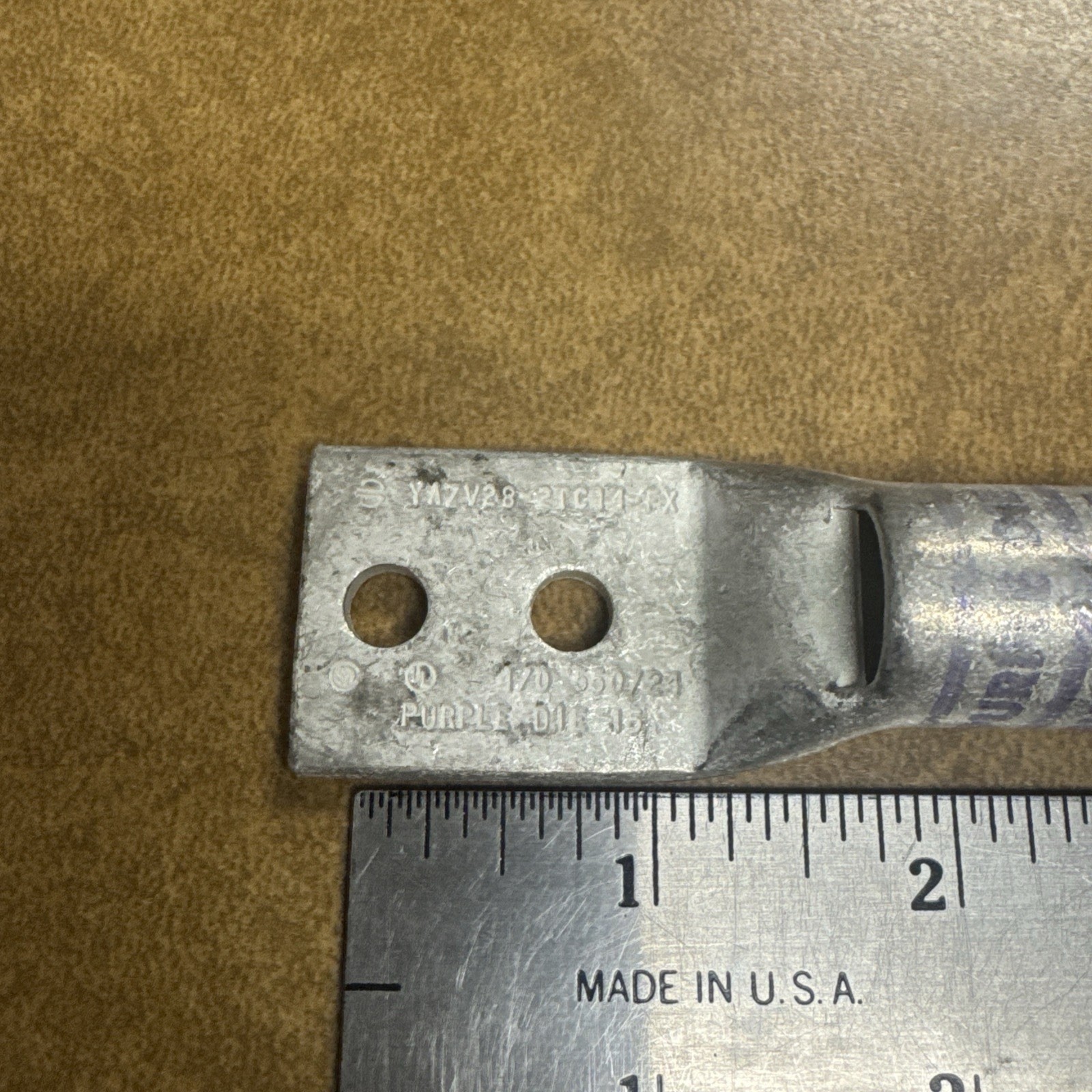 BURNDY YAV28L-2NT38-FX 4/0 Two Hole Lug Purple Die 15, 3/8” Holes, 1” Spacing