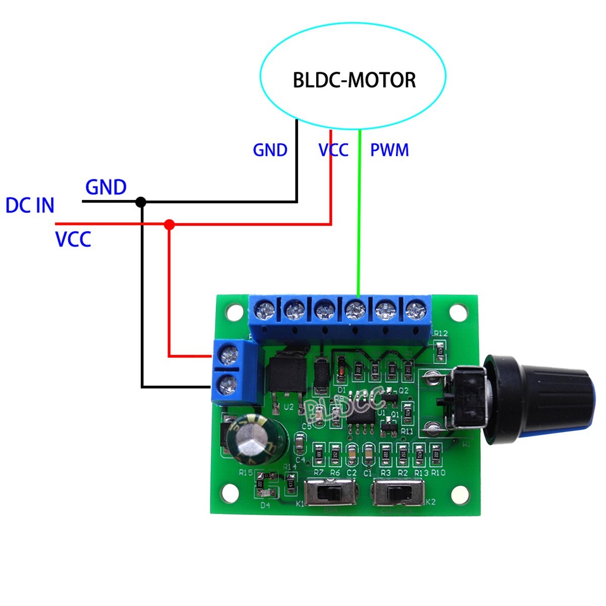 2PACK Brushless Motor DC PWM Speed Controller 8V-26V 20kHz Adjustable Duty Cycle