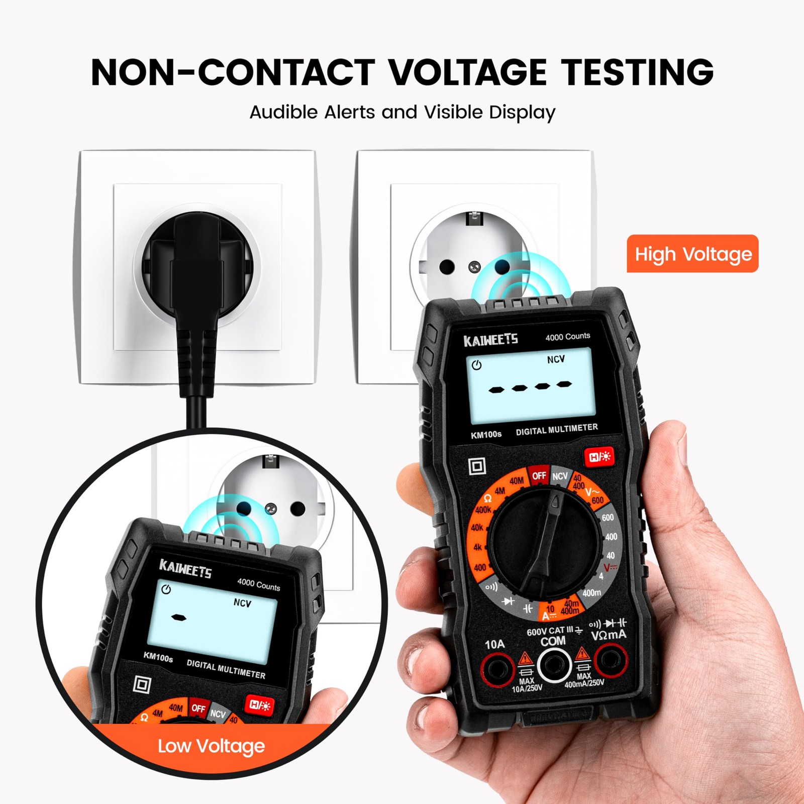 KAIWEETS Digital Multimeter 4000 Counts, Voltage Tester with Accurate Ohm Vol…