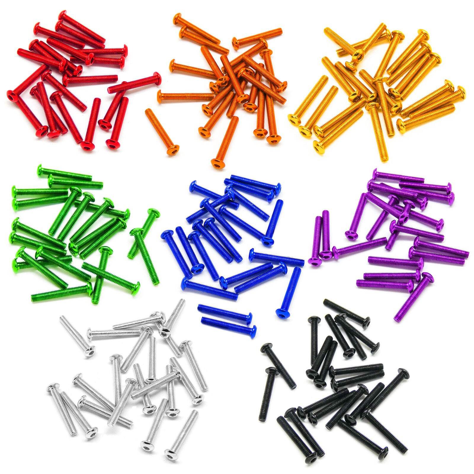 20pcs M3 3mm Button Head Allen Machine Screws 6063 Aluminum (Variety Length/Colo