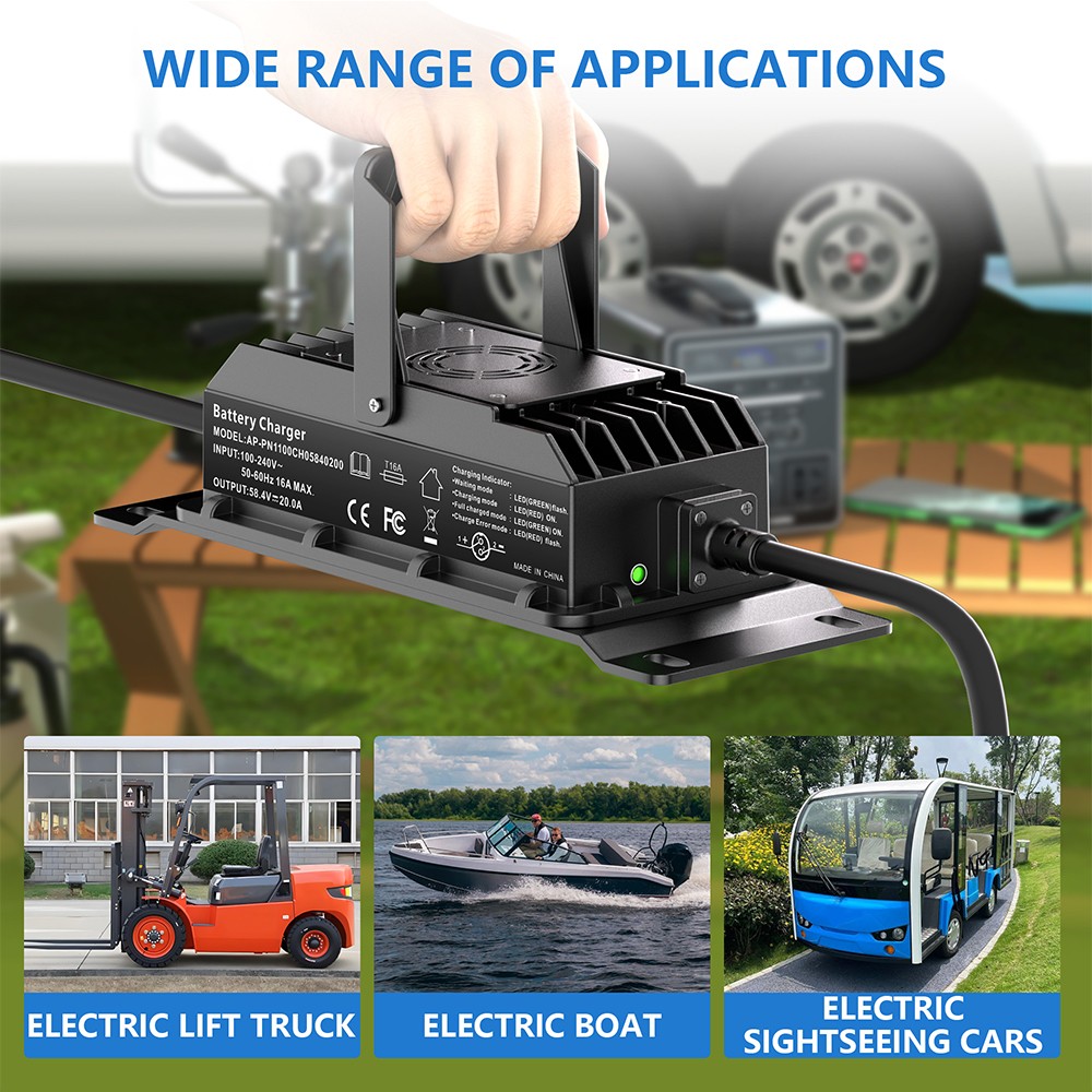 POERUNI 48V 100AH LiFePO4 Lithium Battery with 20A Charger Metal Case Golf Cart