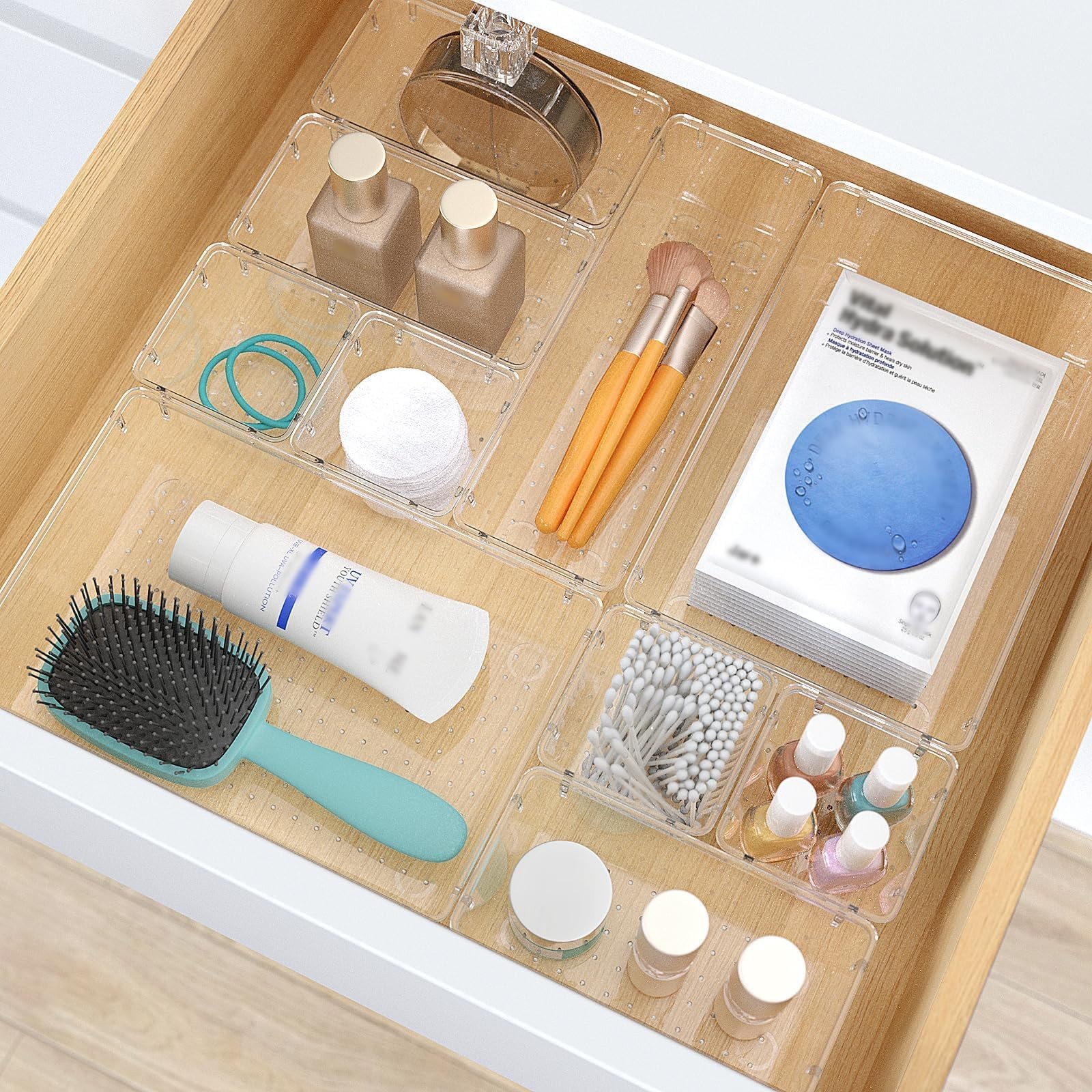28 PCS Clear Plastic Drawer Organizers Set, 4 Size Desk Drawer Organizer Tray…
