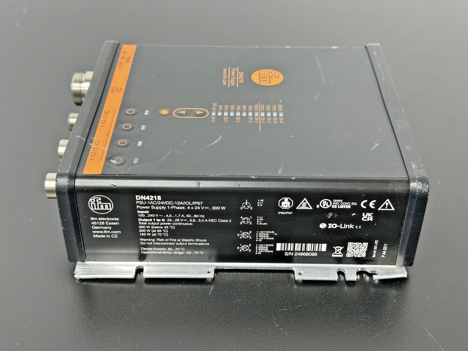 IFM DN4218 24VDC 12A 300W Industrial Power Supply IO-Link IP67 Used Untested