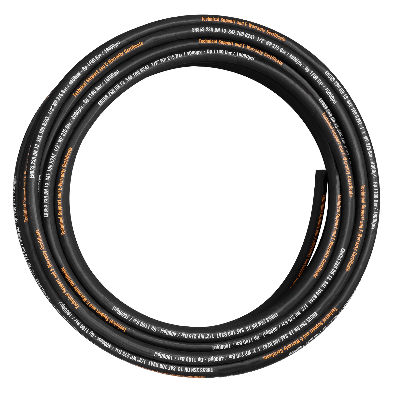 Uimoso 1/2″ Hydraulic Hose, 100 ft, R2 Steel Wire, 4000 PSI Working Pressure