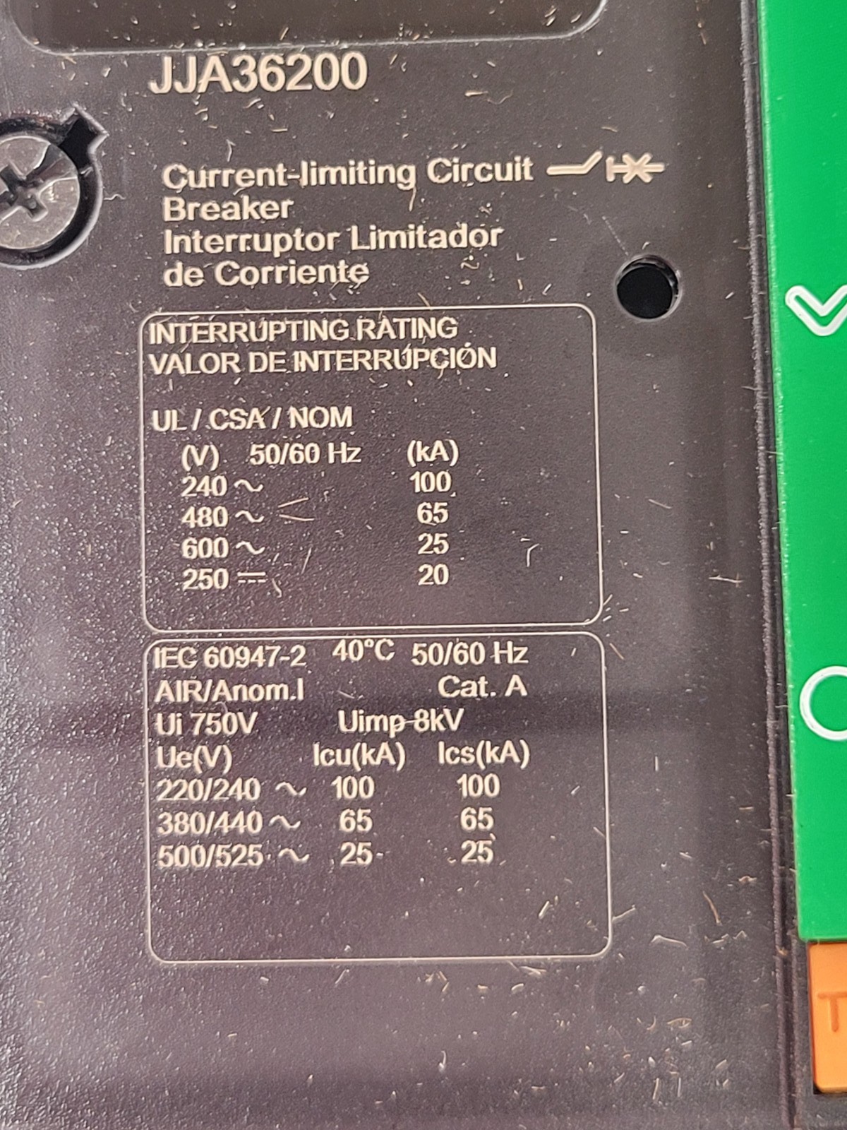 Square D JJA36200 I-Line Circuit Breaker 200A 3P 600V
