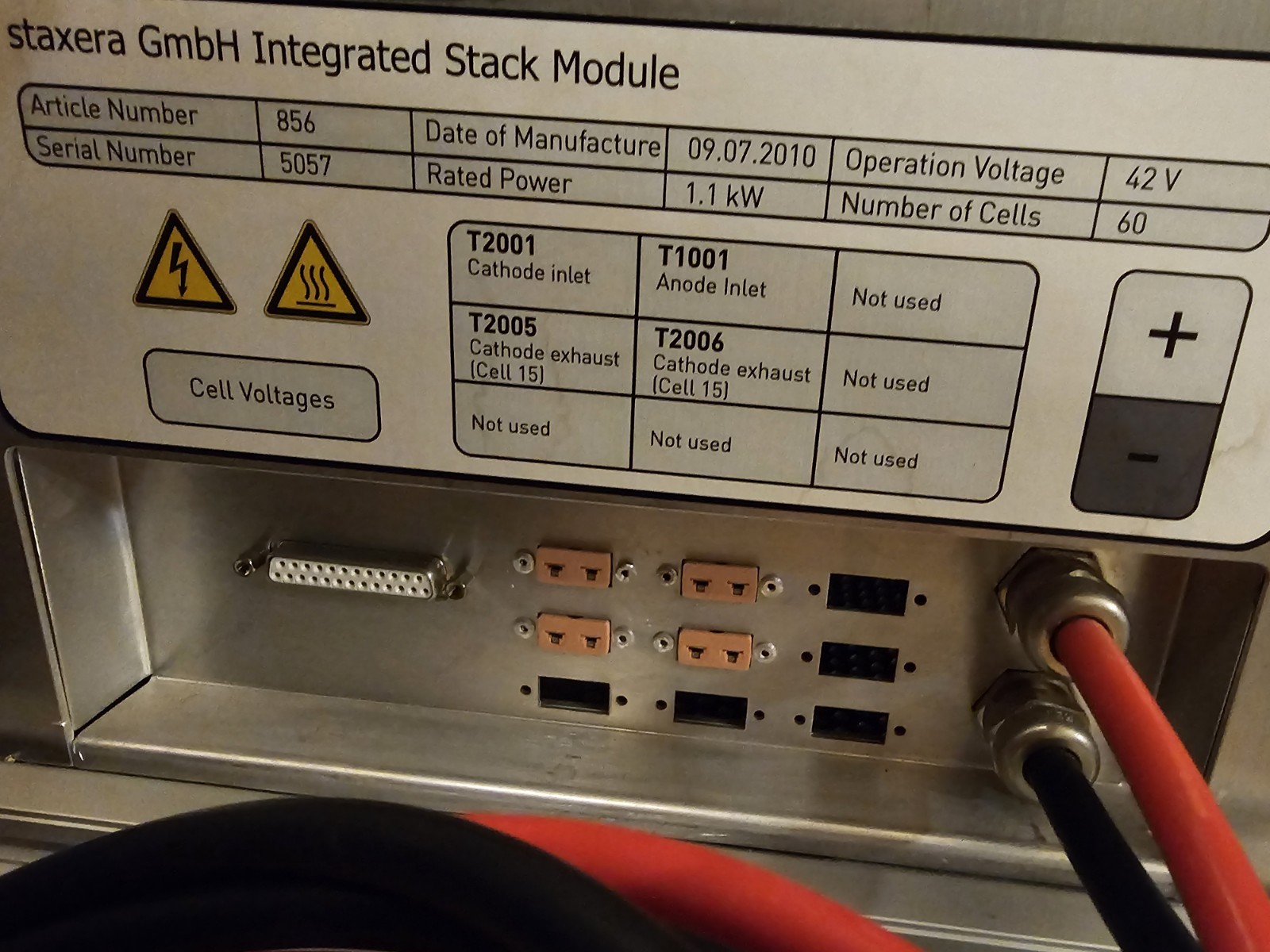 Staxera SOFC Integrated Stack Module 1.1kW Solid Oxide Fuel Cell 60 Cells Mk200