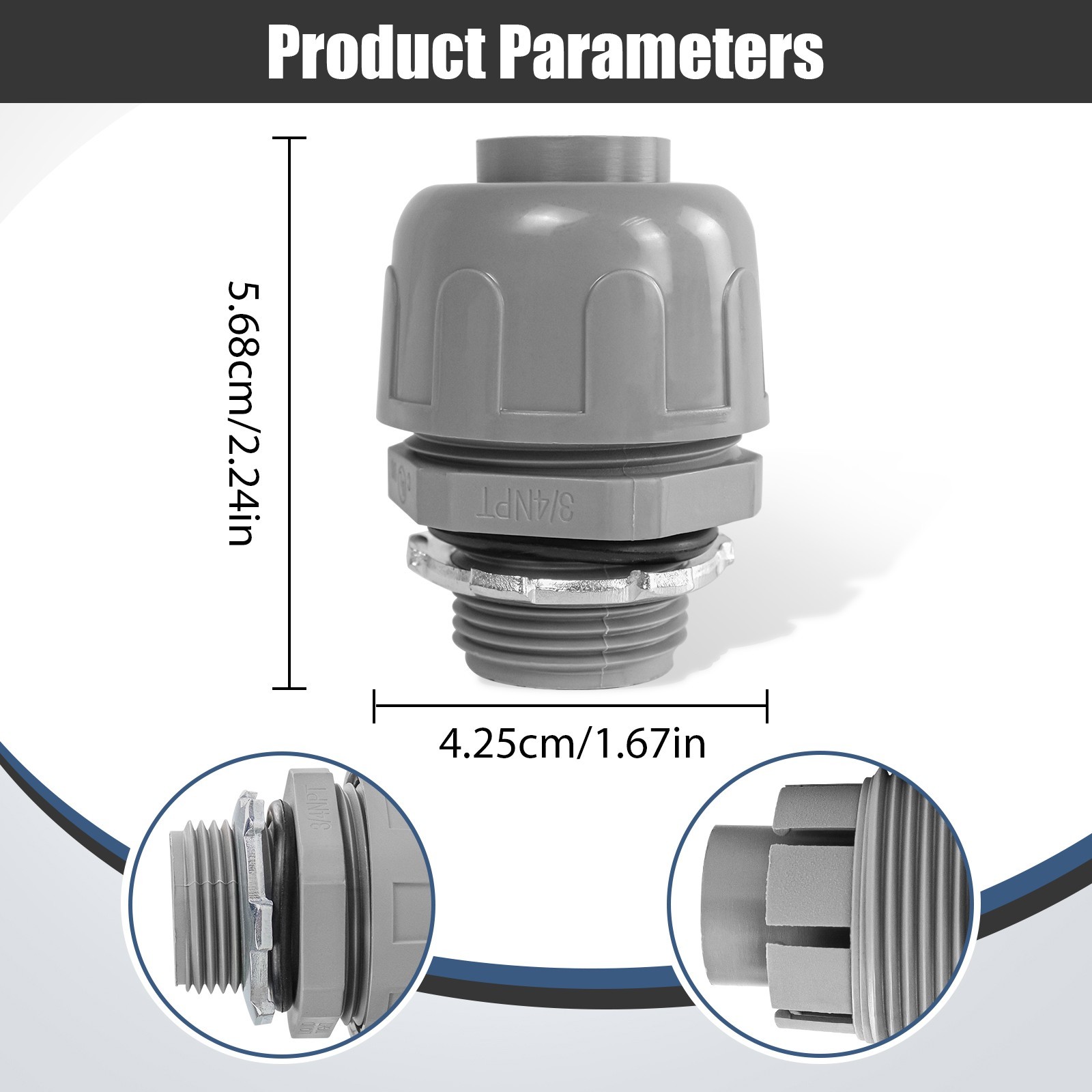 50/100Pcs 3/4″ Liquid Tight Connector Electrical Conduit Fittings 180D Straight